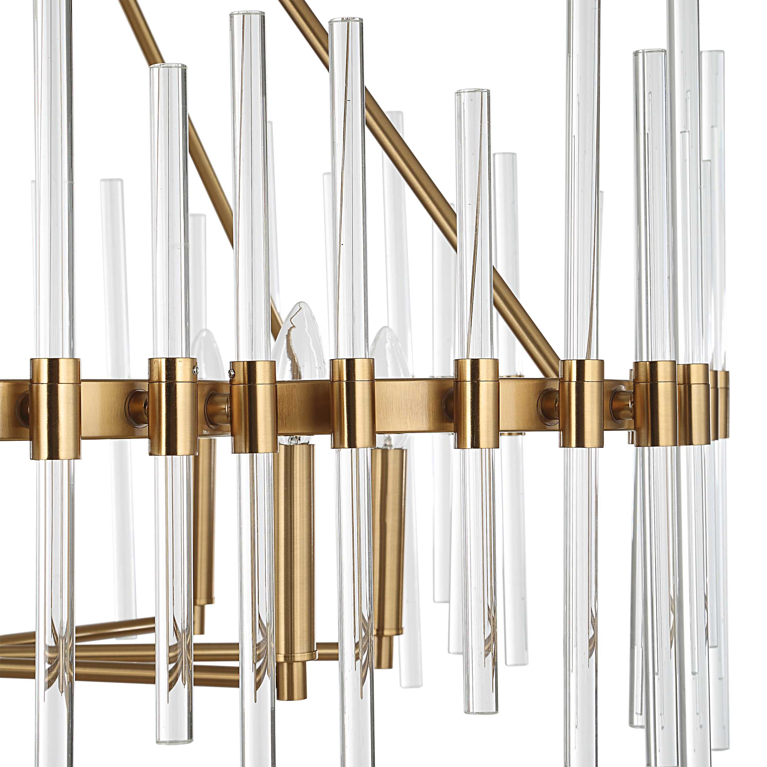 Crystal Stick 8 Light Brass Chandelier