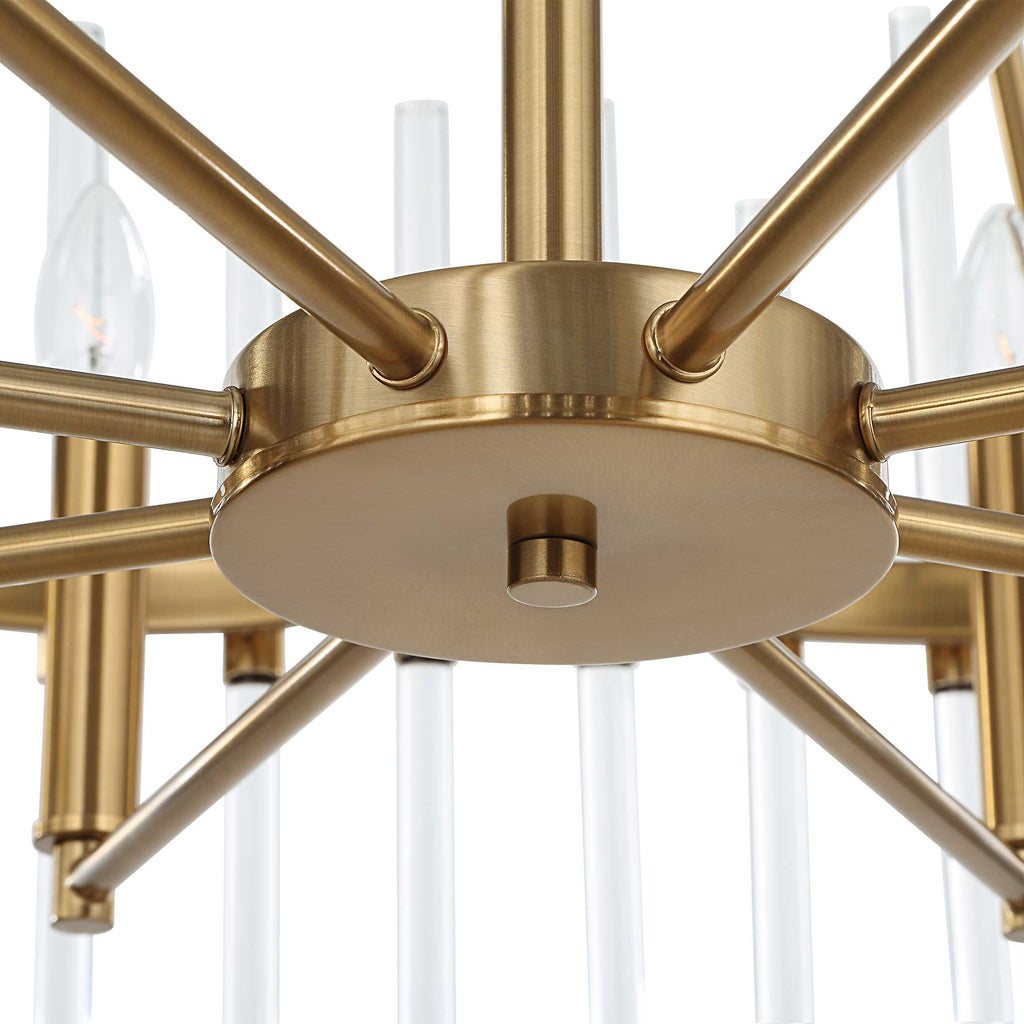 Crystal Stick 8 Light Brass Chandelier