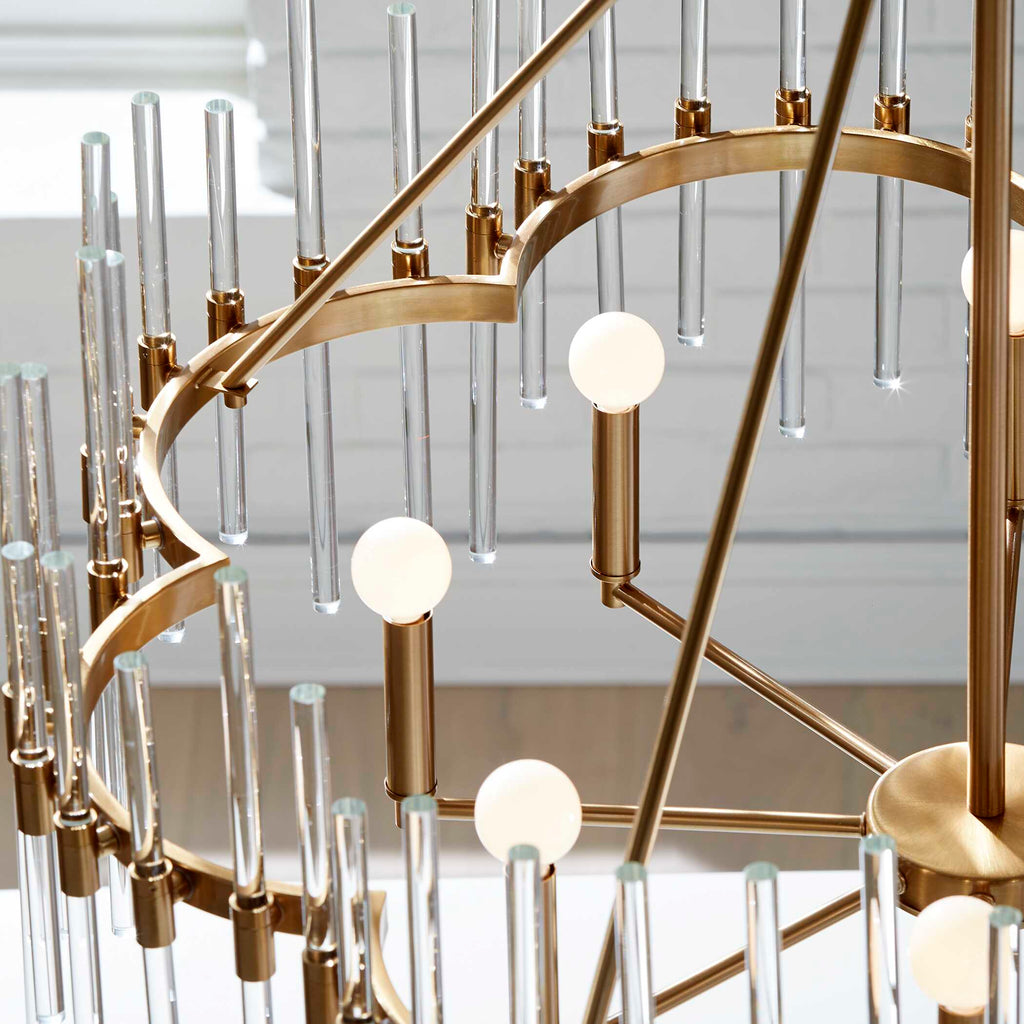 Crystal Stick 8 Light Brass Chandelier