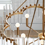 Crystal Stick 8 Light Brass Chandelier