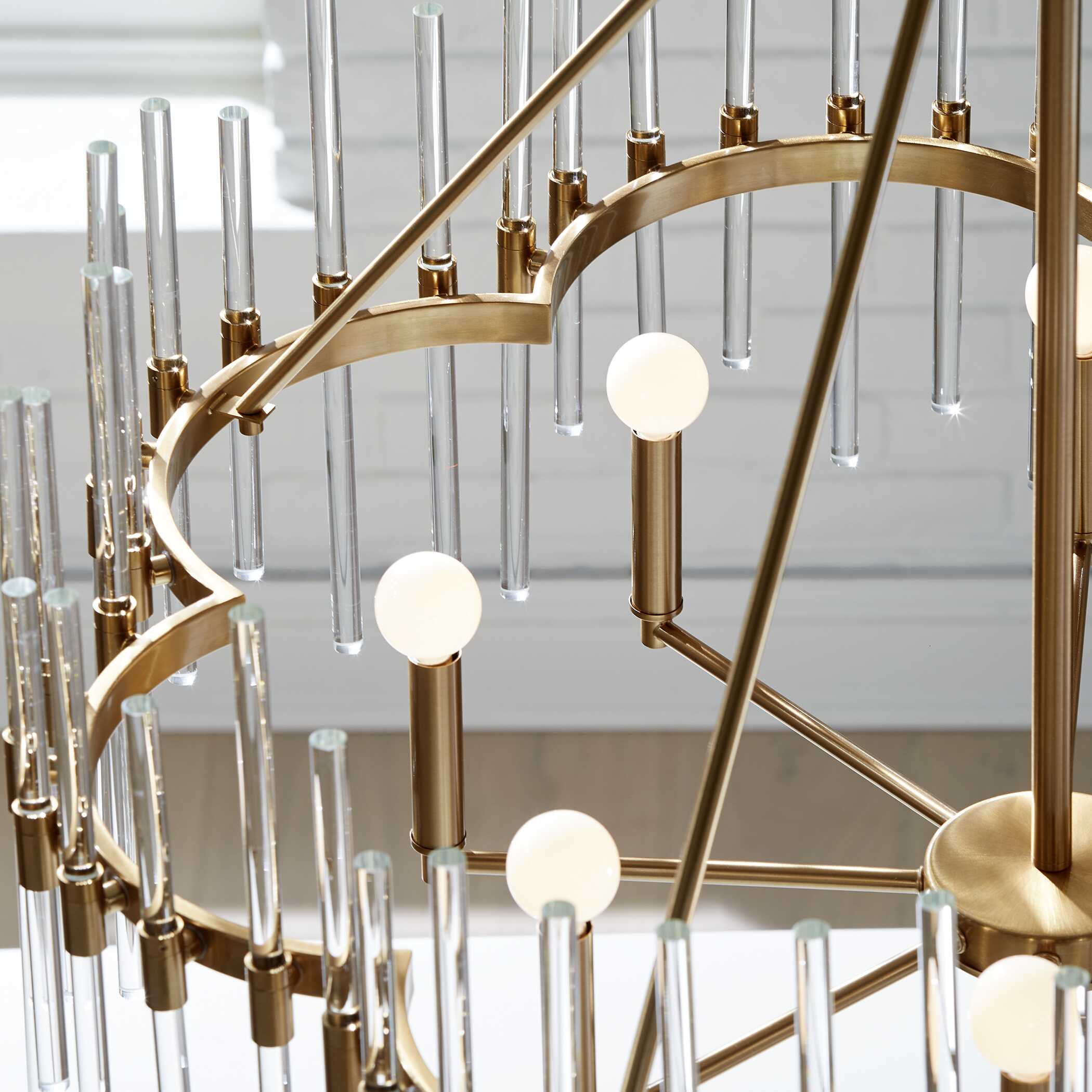 Crystal Stick 8 Light Brass Chandelier