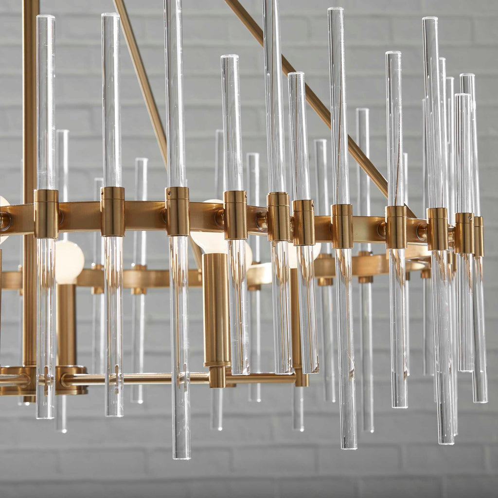 Crystal Stick 8 Light Brass Chandelier