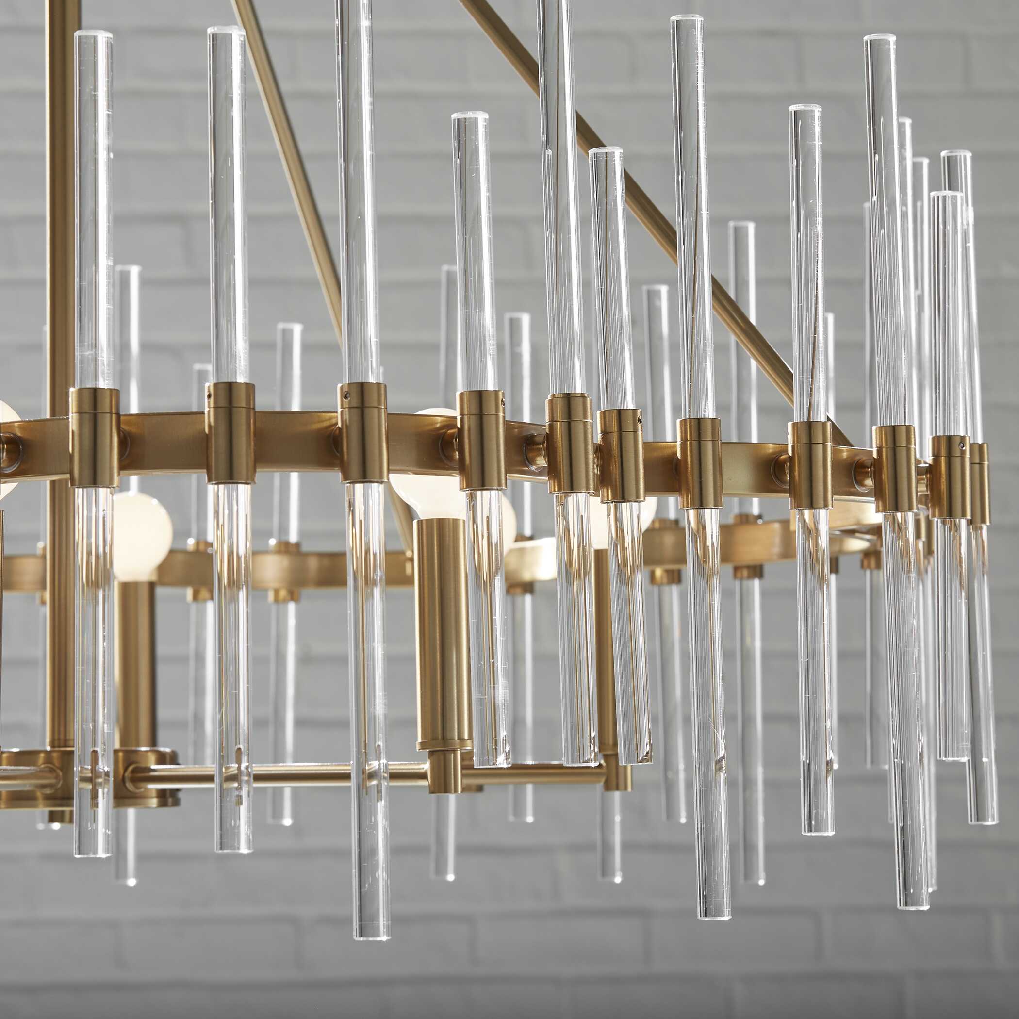 Crystal Stick 8 Light Brass Chandelier