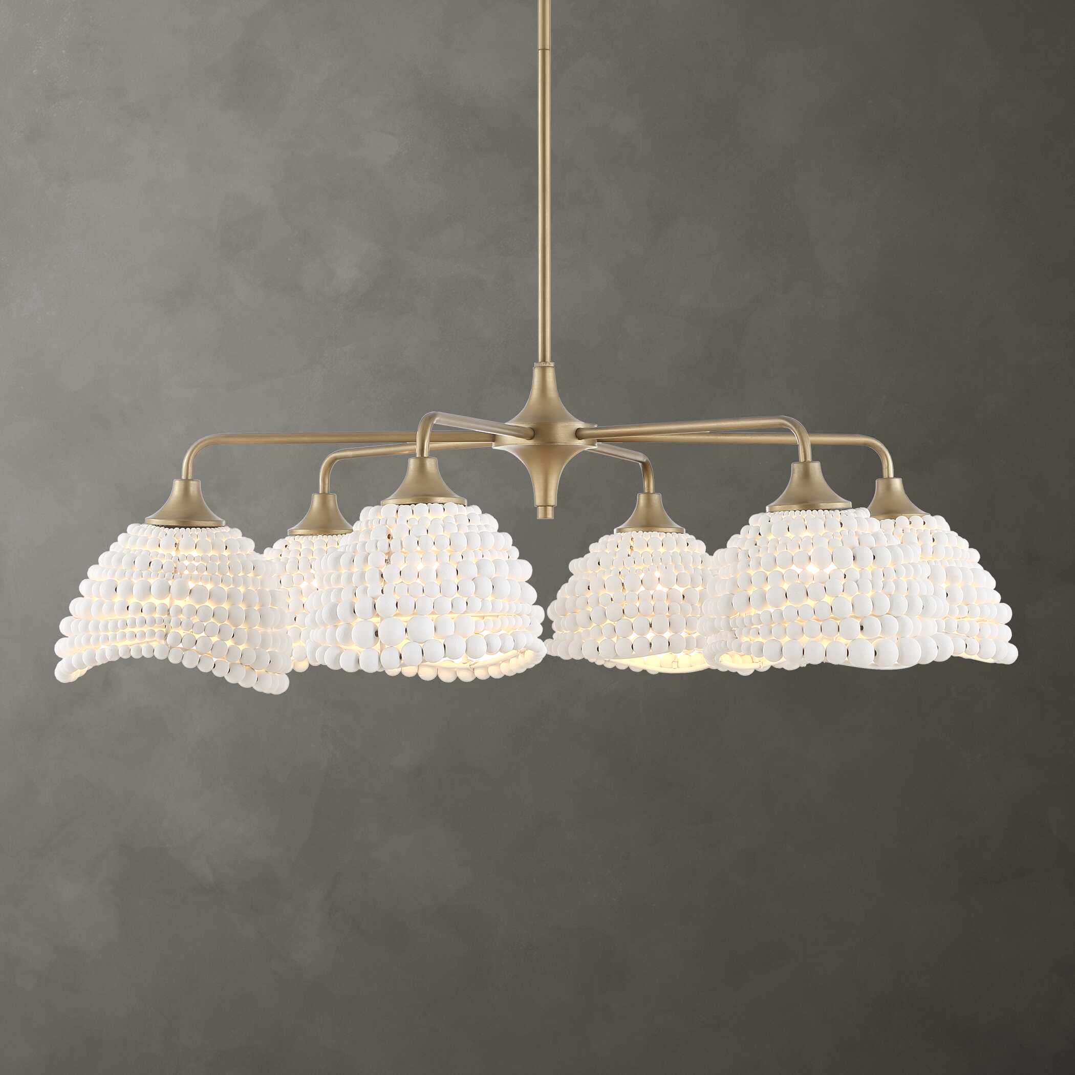 Biddeford 6 Light White Beaded Pendant