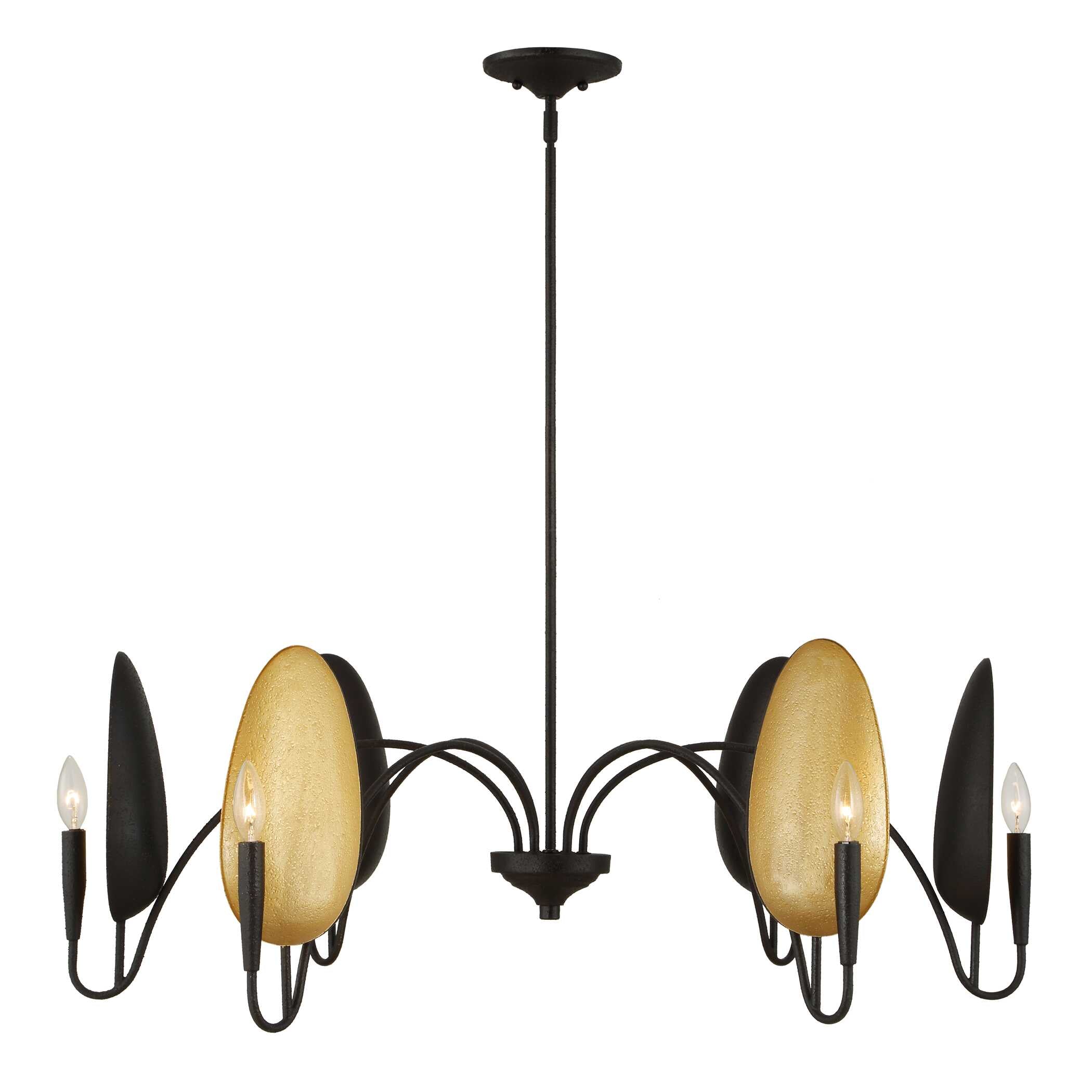 Warwick 6 Light Matte Black Chandelier