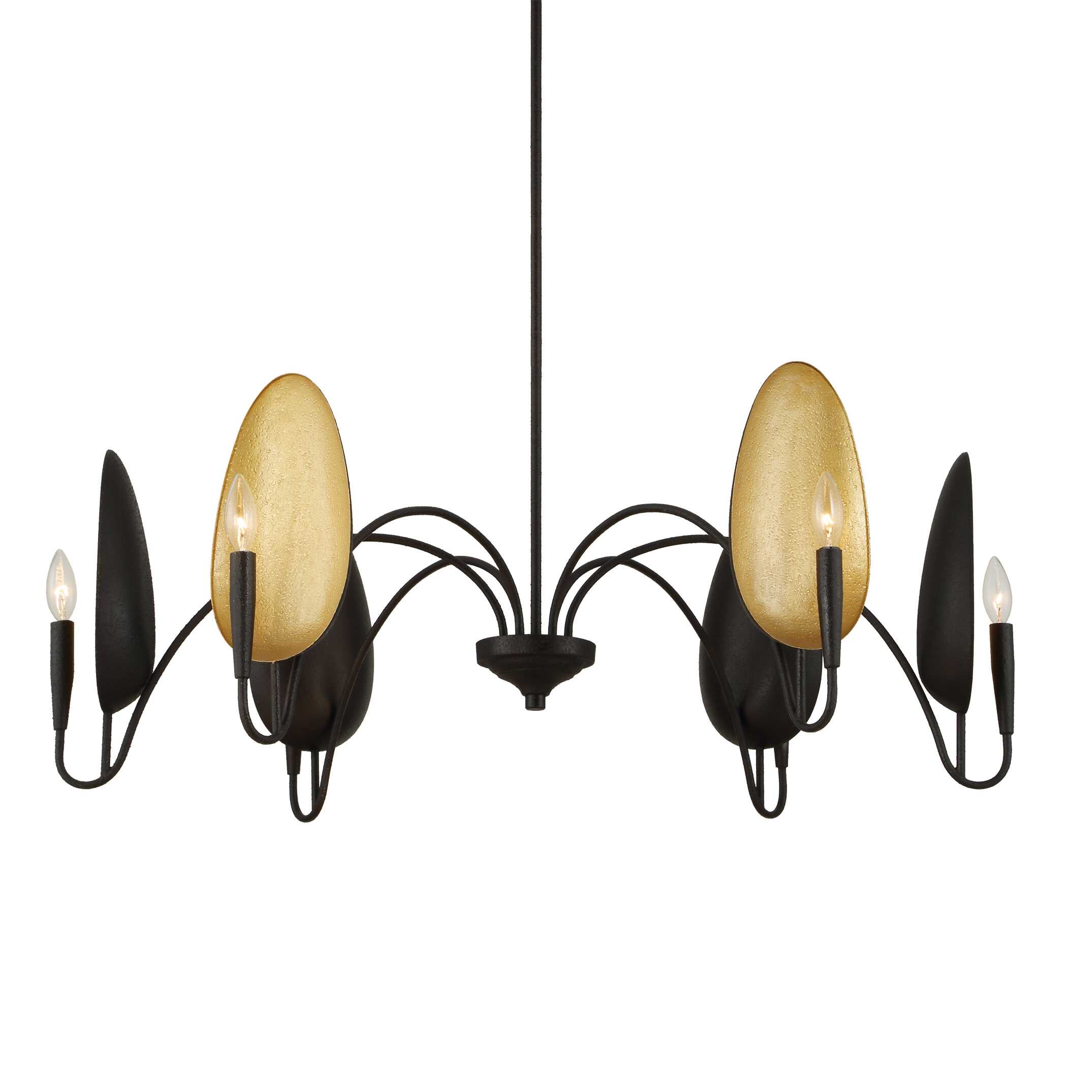 Warwick 6 Light Matte Black Chandelier