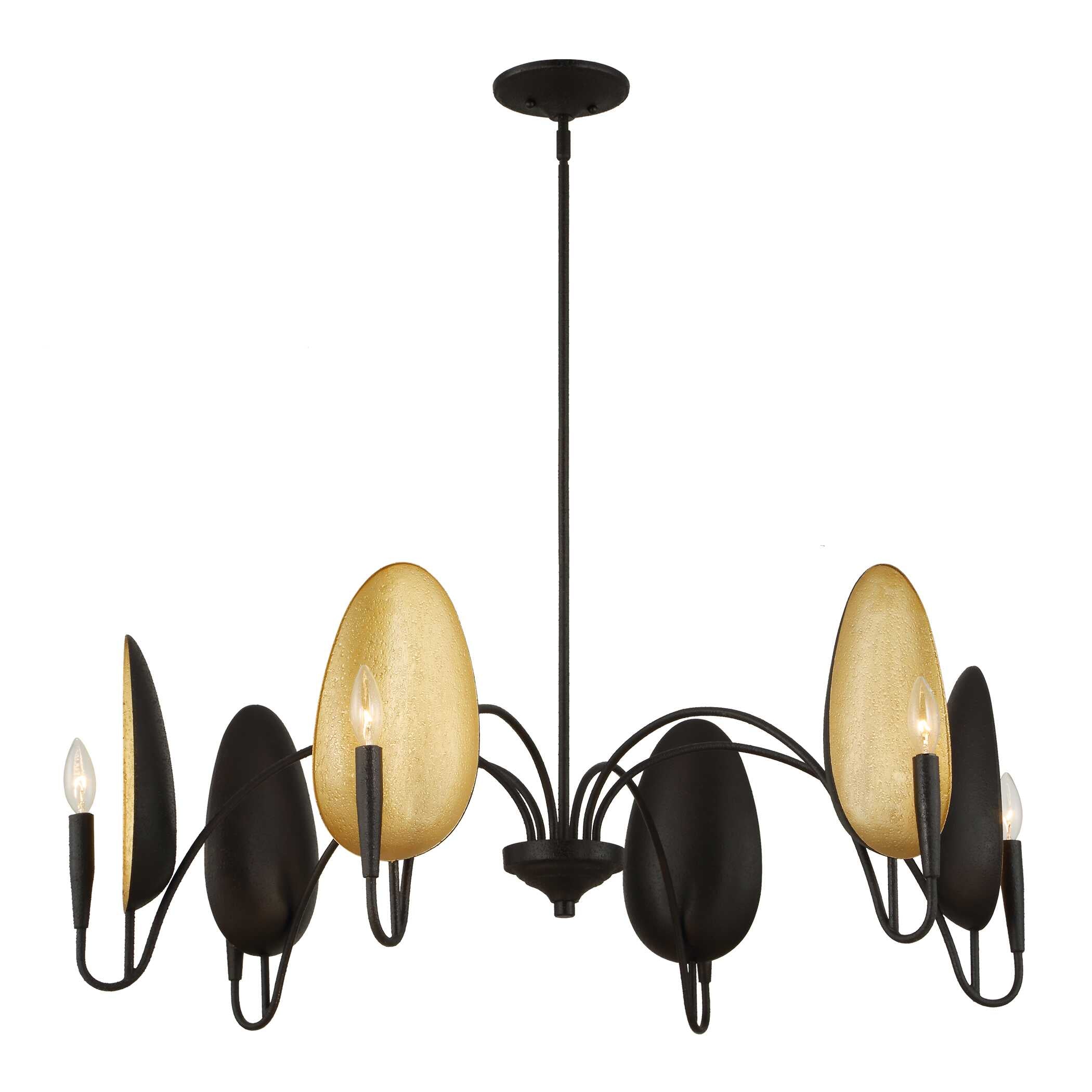 Warwick 6 Light Matte Black Chandelier