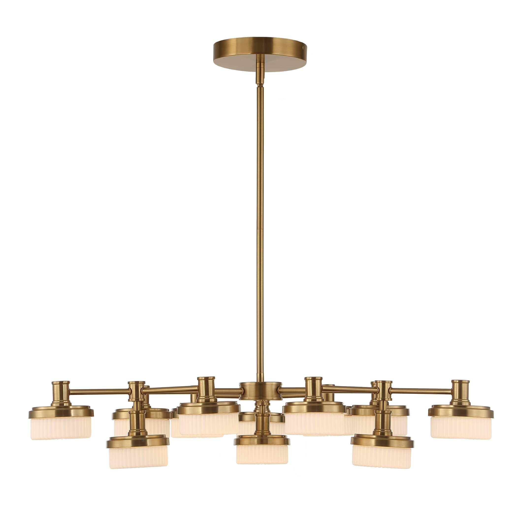 Wedge 12 Lt LED Brass Chandelier
