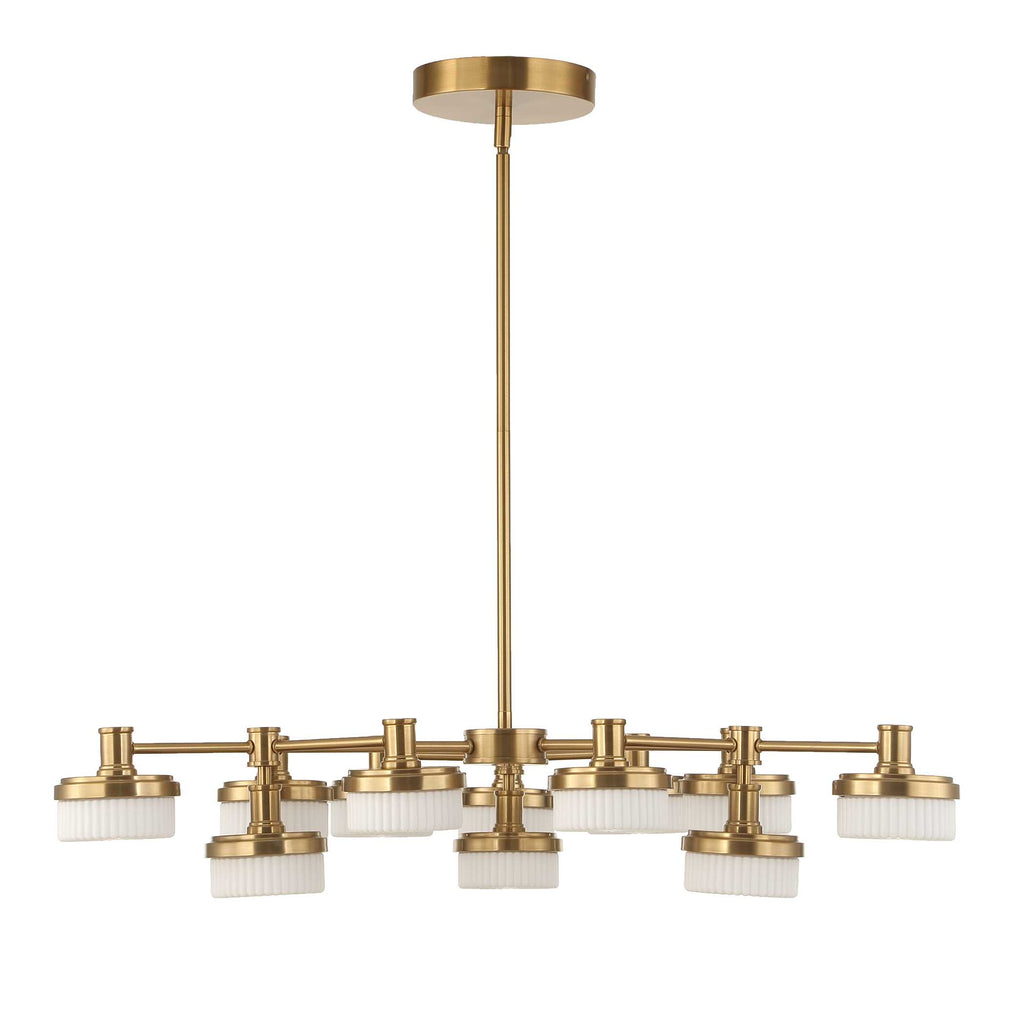 Wedge 12 Lt LED Brass Chandelier