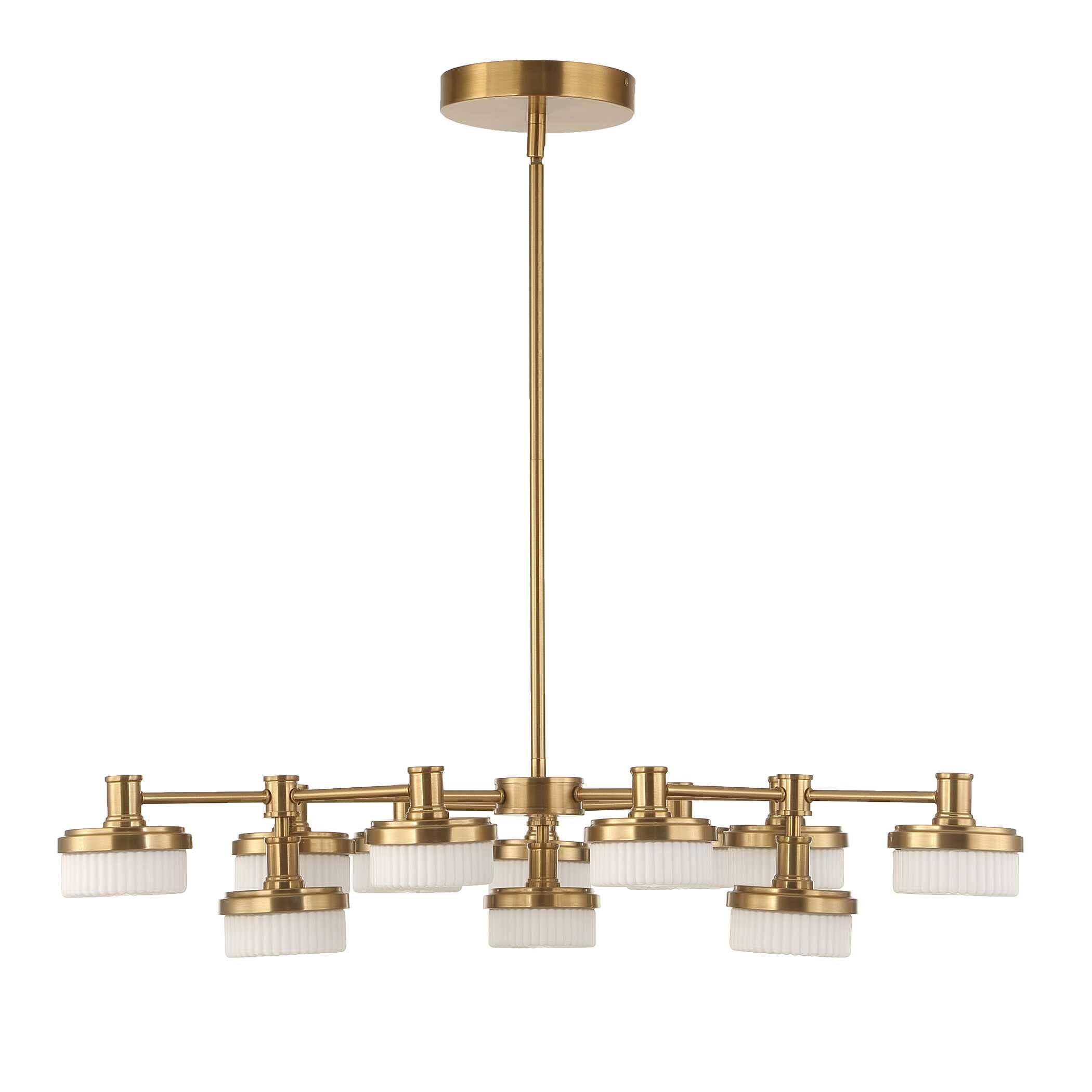 Wedge 12 Lt LED Brass Chandelier