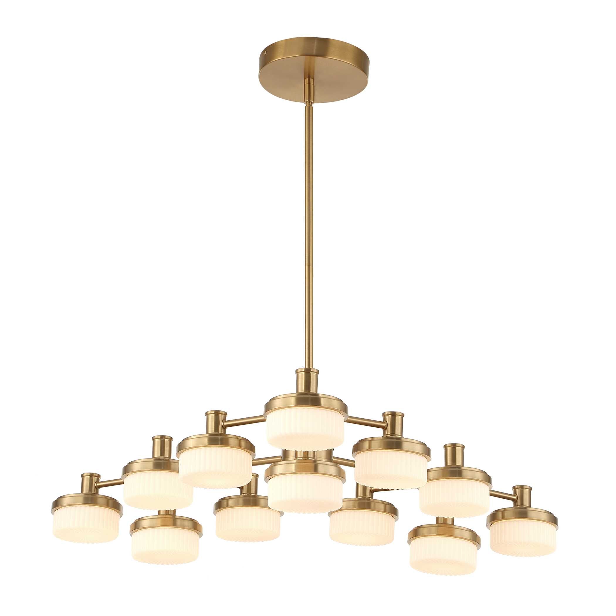 Wedge 12 Lt LED Brass Chandelier