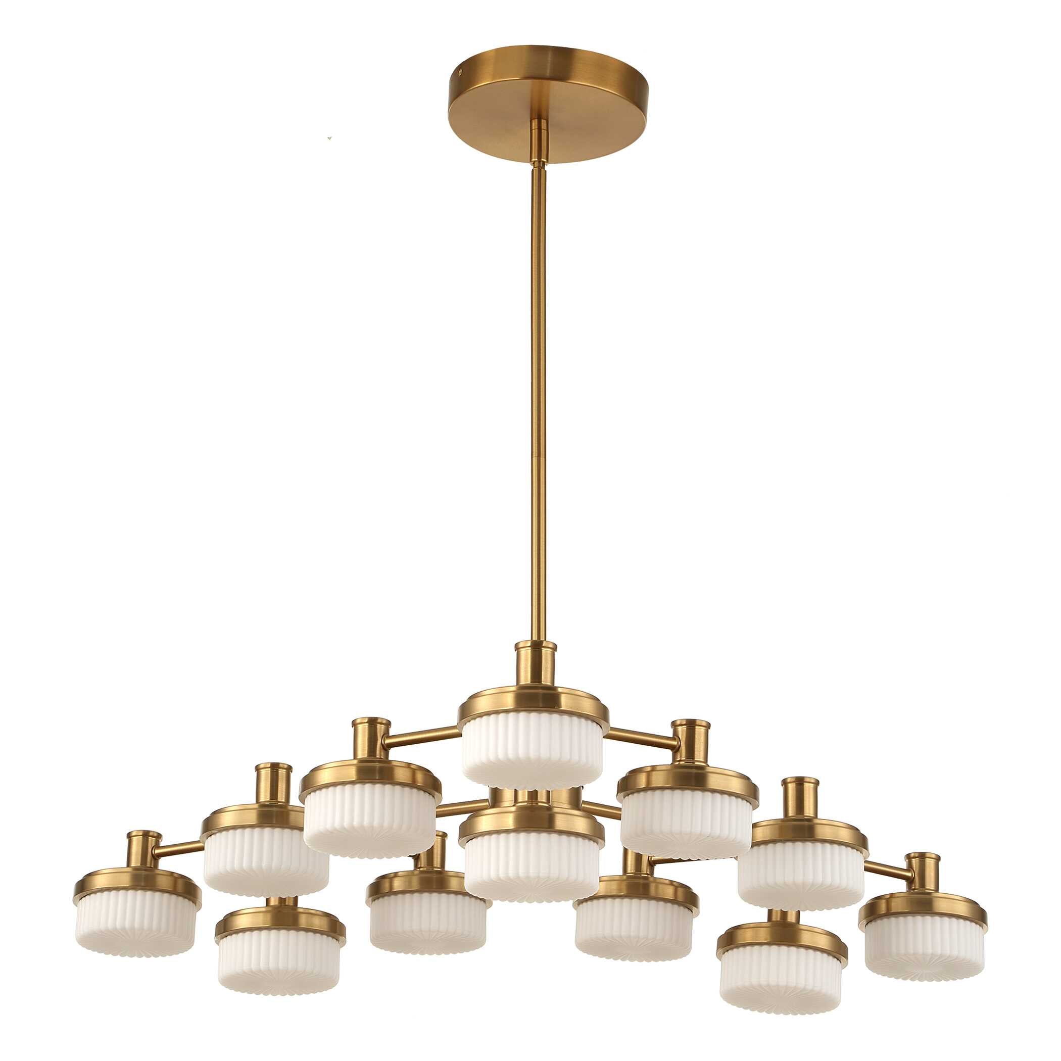 Wedge 12 Lt LED Brass Chandelier