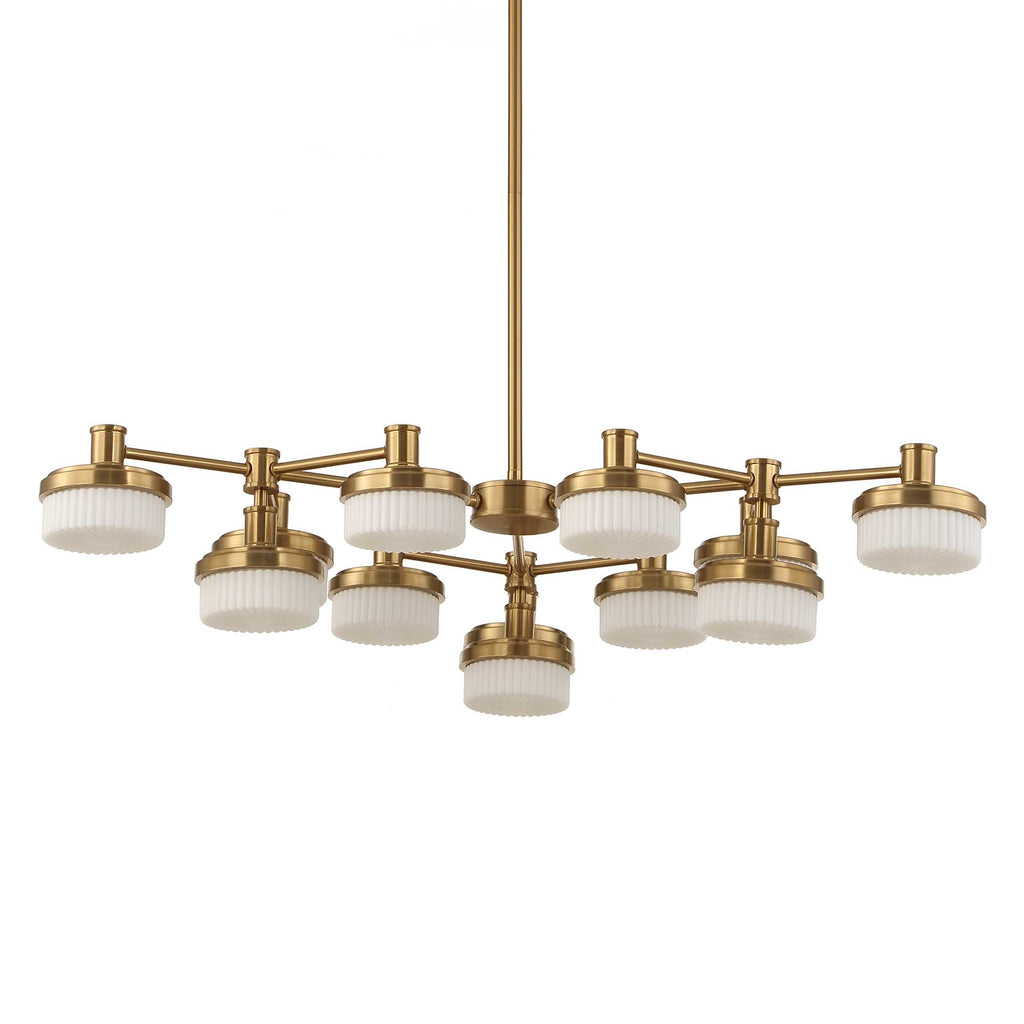 Wedge 12 Lt LED Brass Chandelier