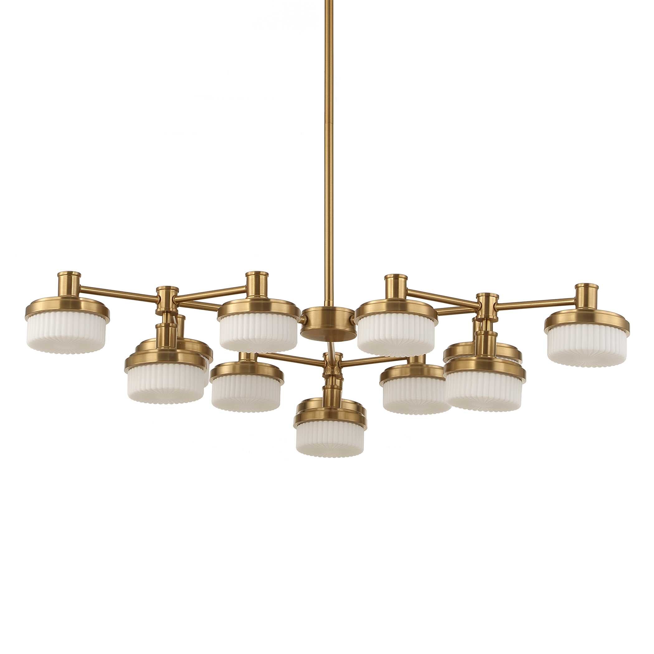 Wedge 12 Lt LED Brass Chandelier