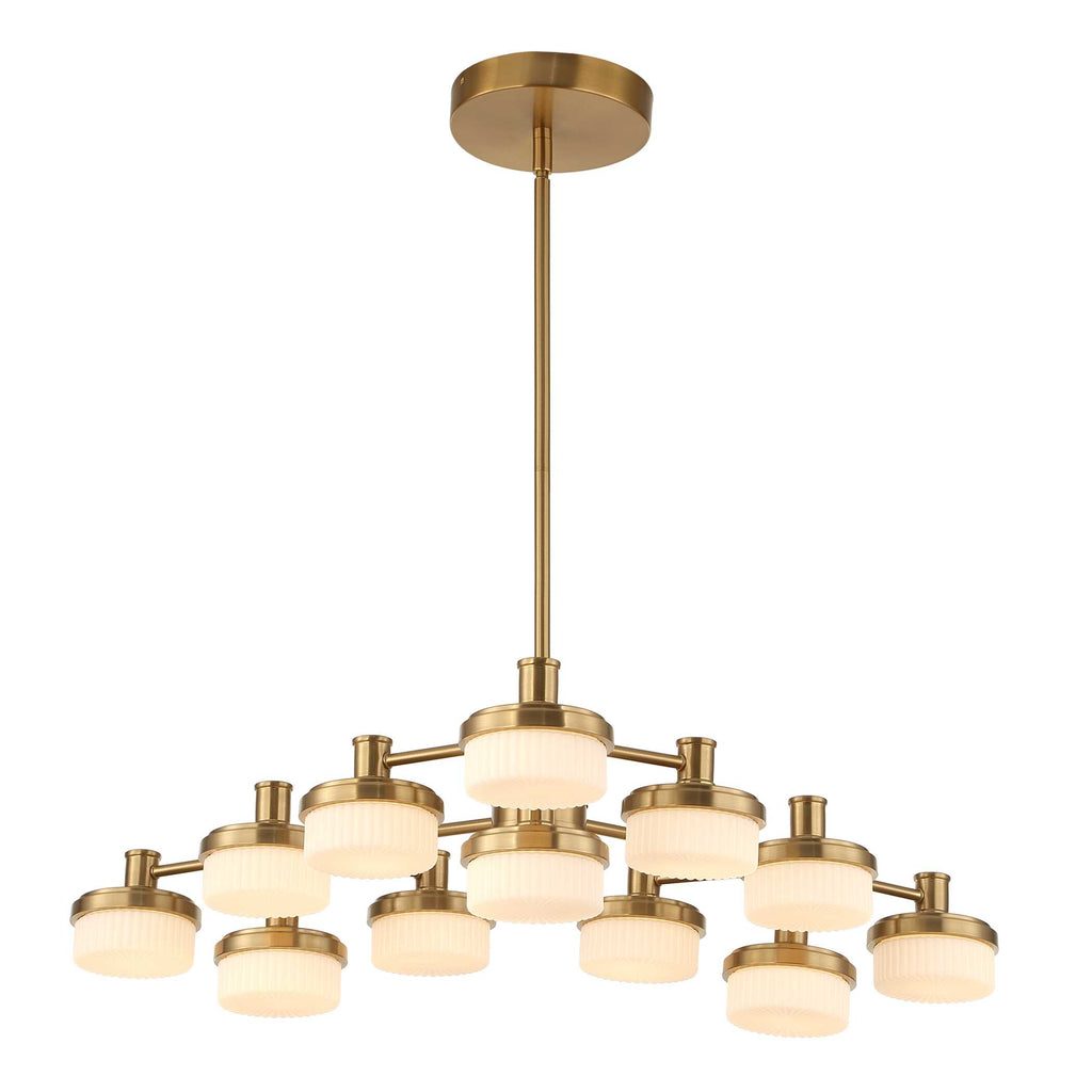 Wedge 12 Lt LED Brass Chandelier