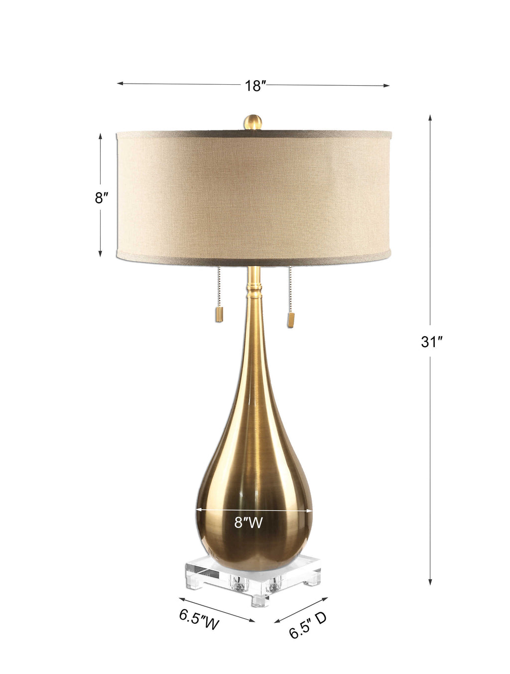 Lagrima Brushed Brass Lamp