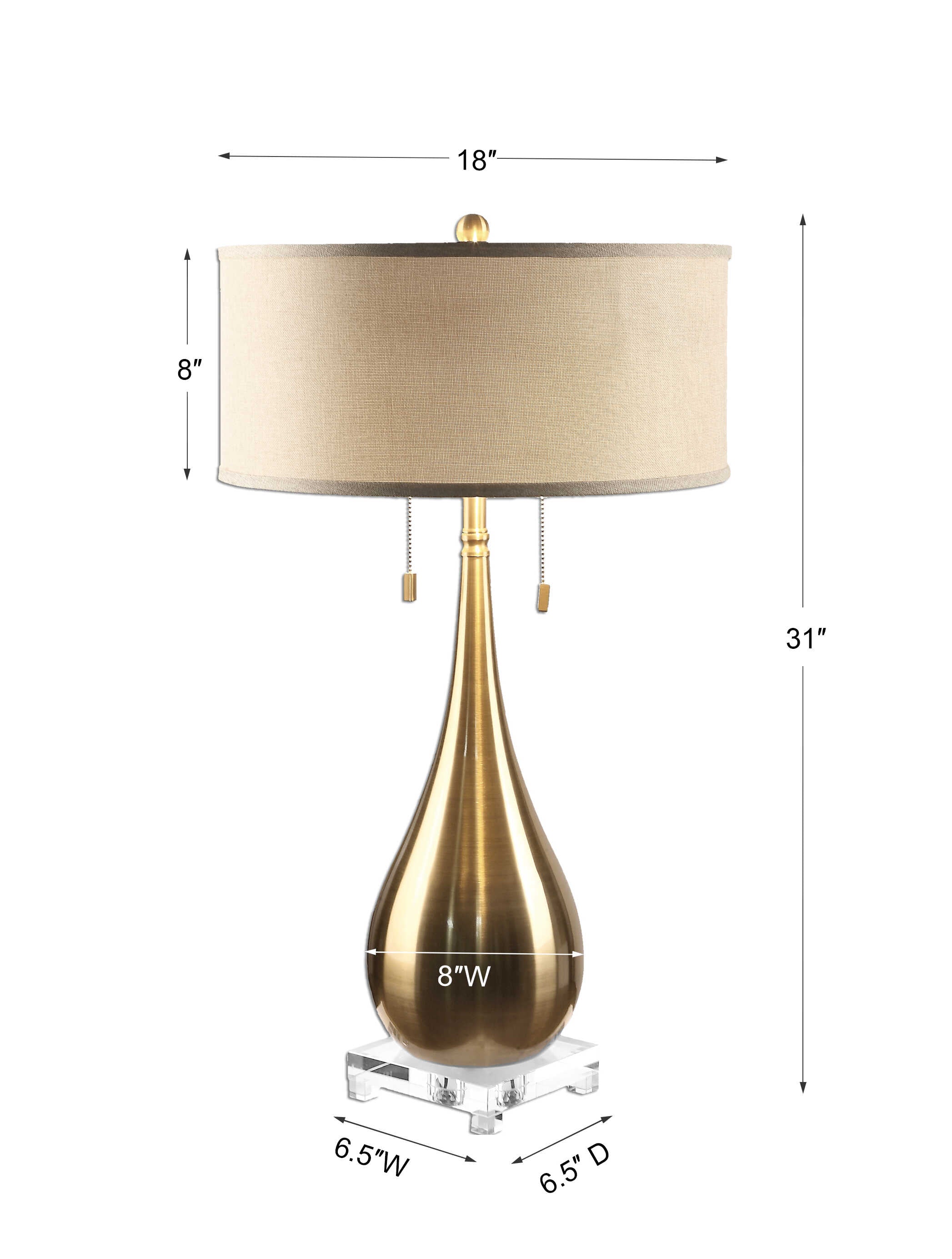 Lagrima Brushed Brass Lamp