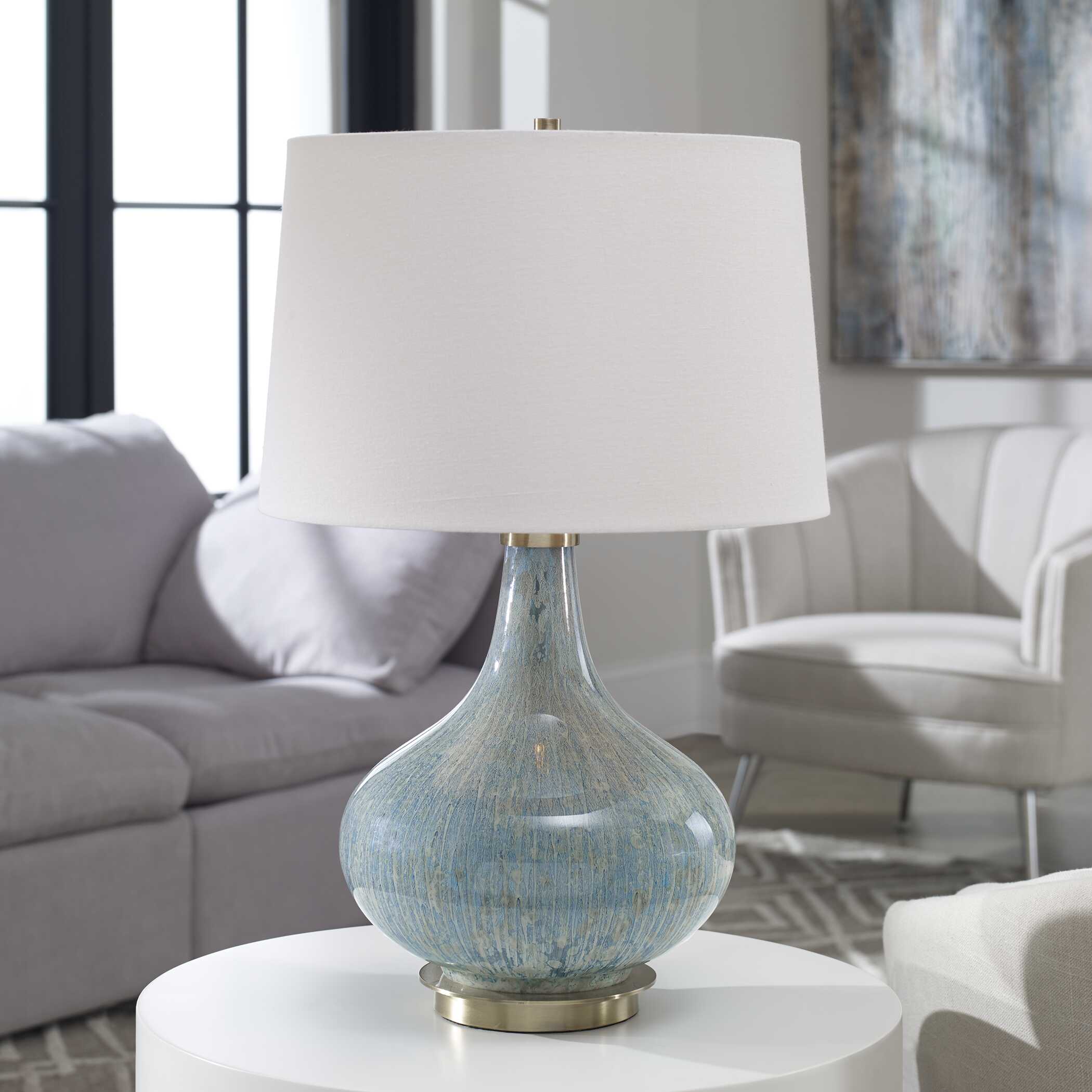 Celinda Blue Gray Glass Lamp