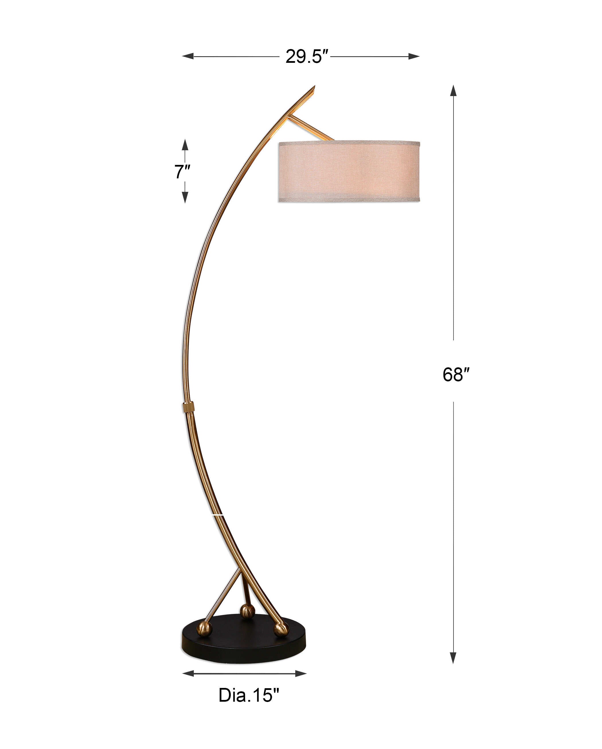 Vardar Curved Brass Floor Lamp