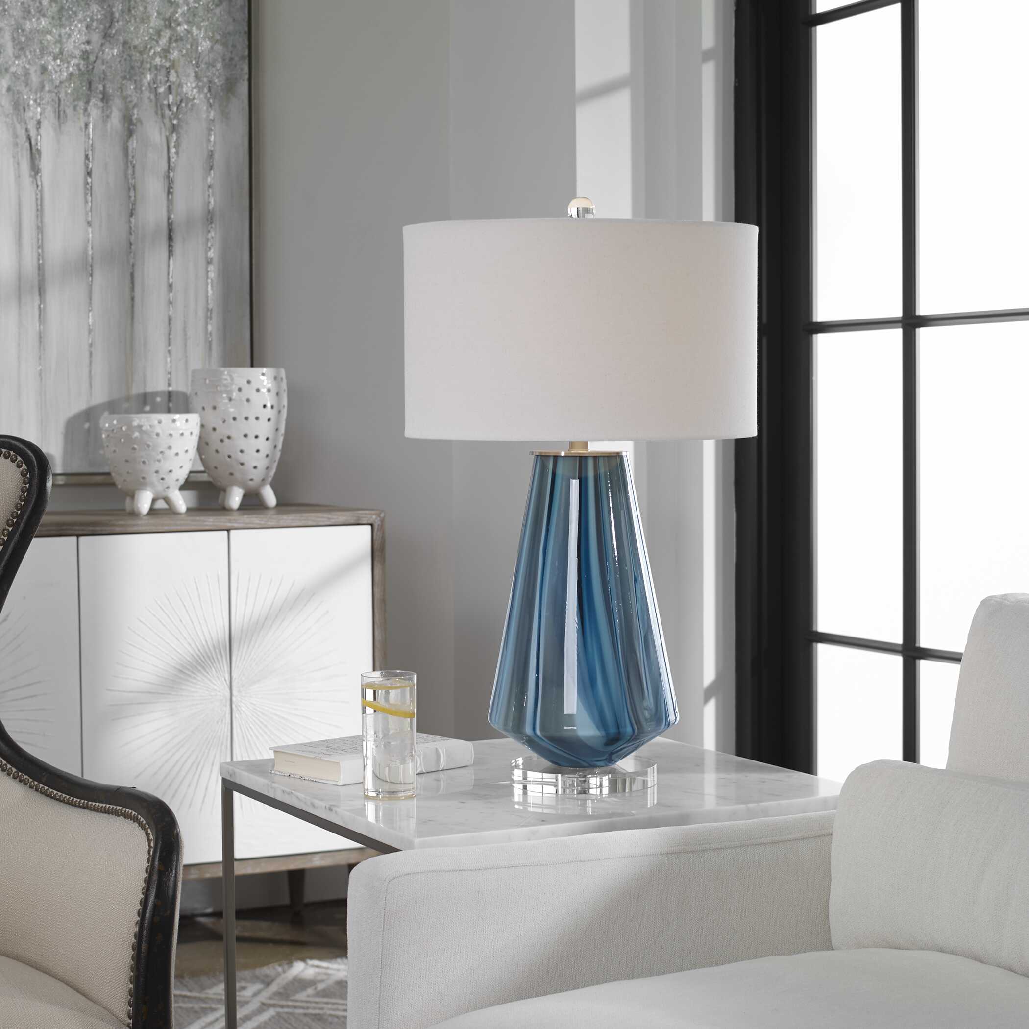 Pescara Teal-Gray Glass Lamp