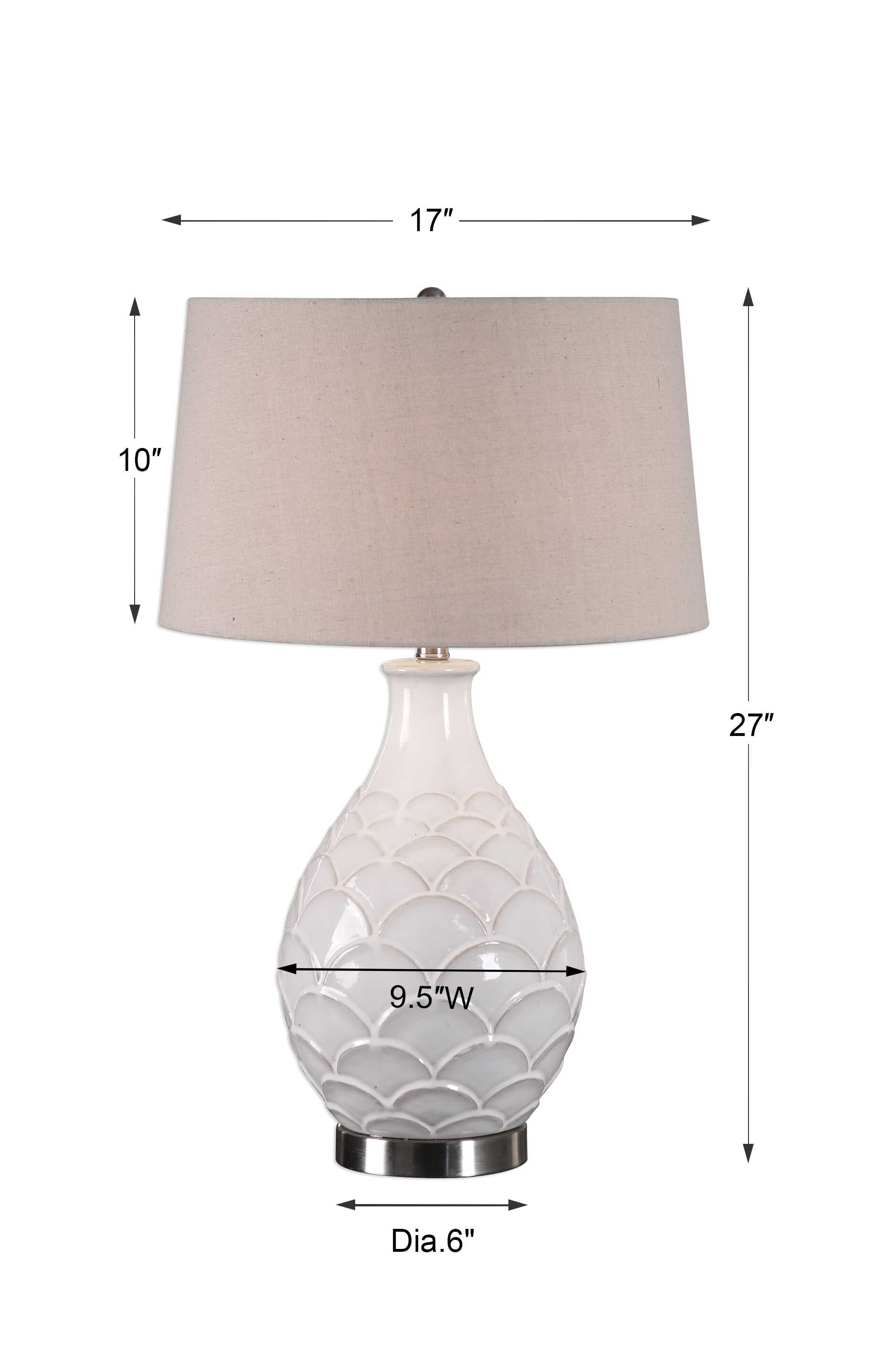 Camellia Glossed White Table Lamp