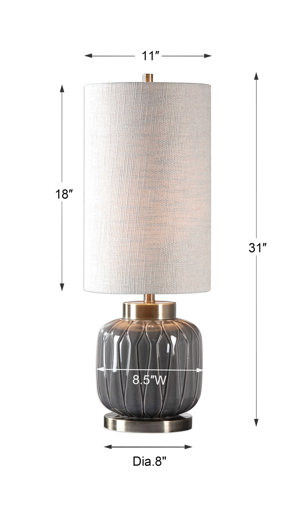 Zahlia Aged Gray Ceramic Lamp