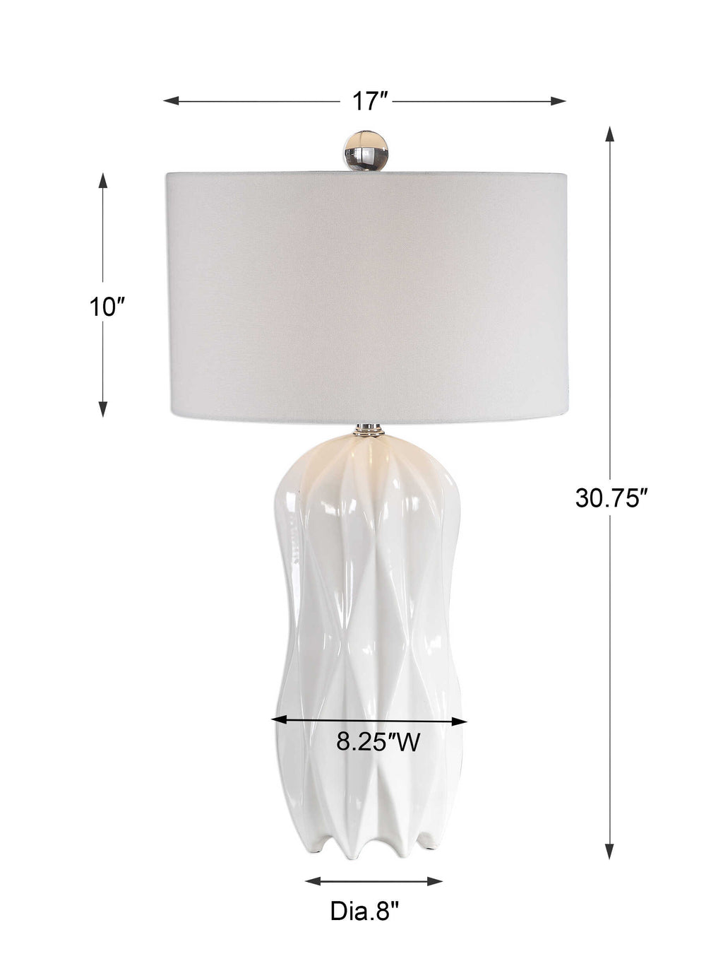 Malena Glossy White Table Lamp