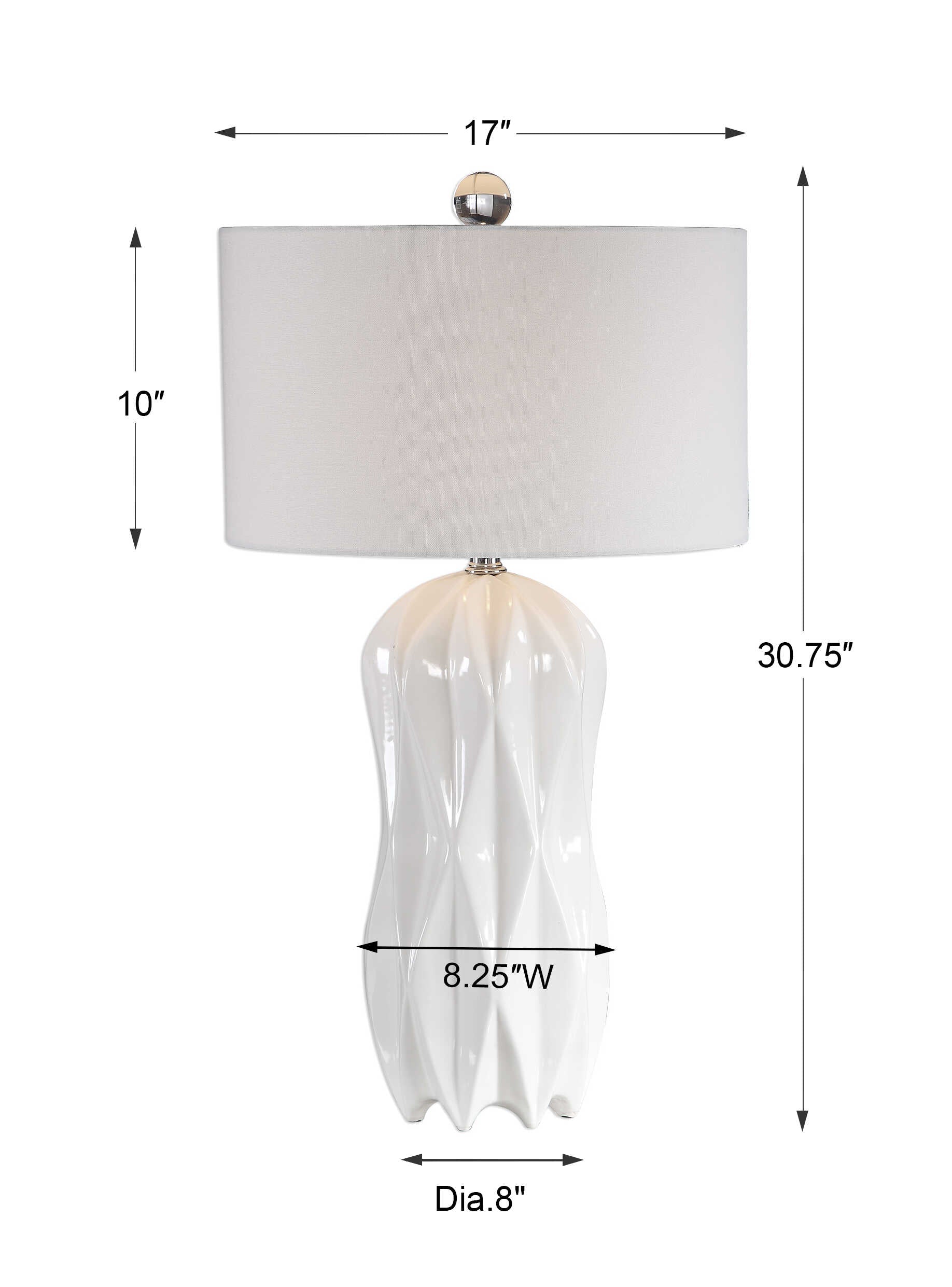 Malena Glossy White Table Lamp