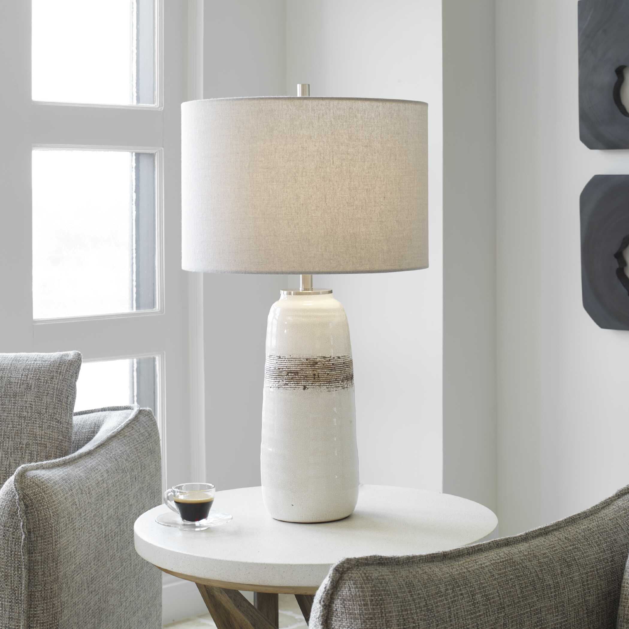 Comanche White Crackle Table Lamp