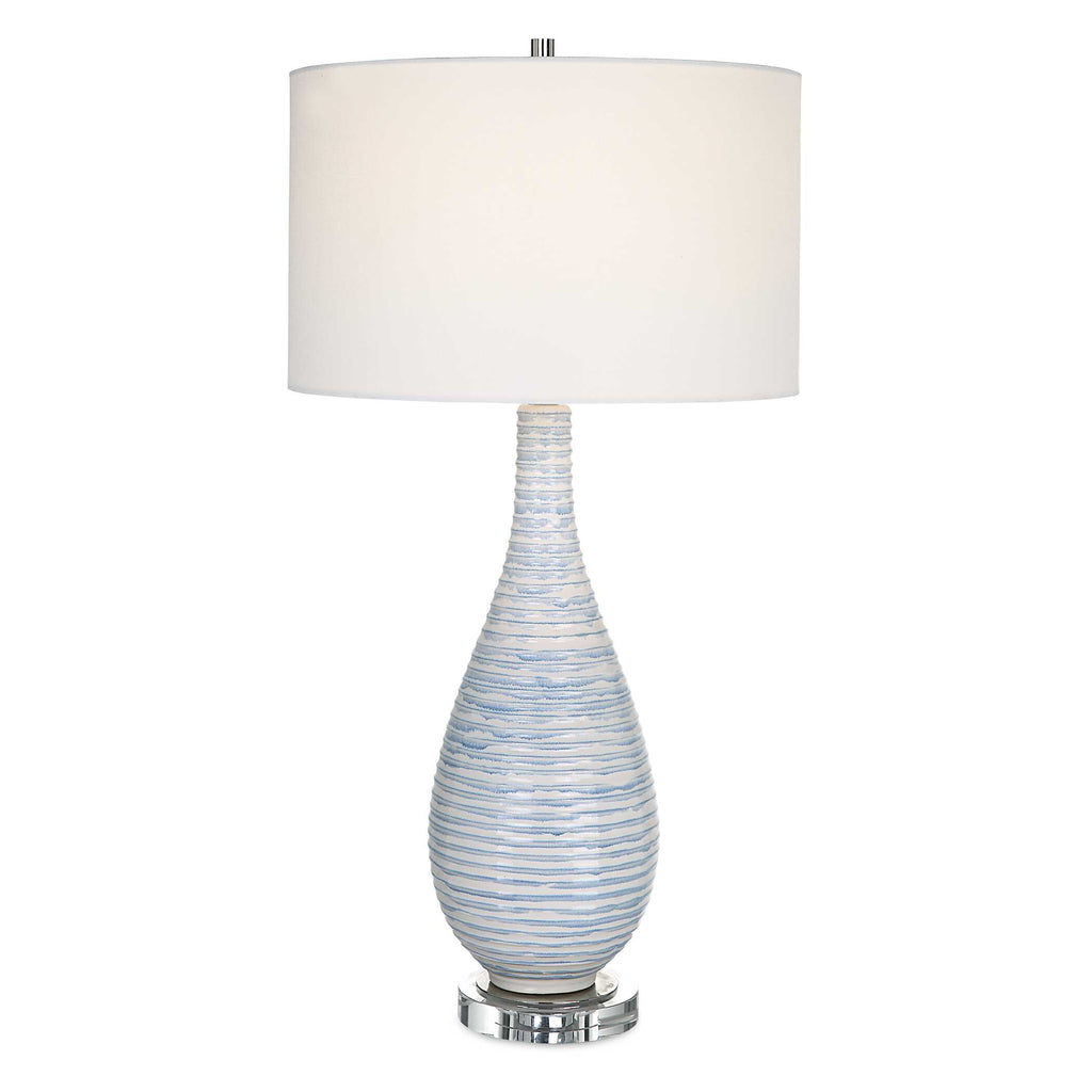 Clariot Ribbed Blue Table Lamp