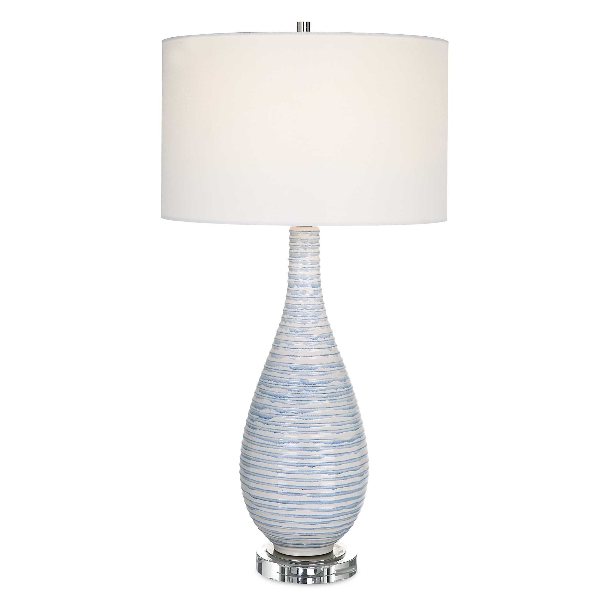 Clariot Ribbed Blue Table Lamp