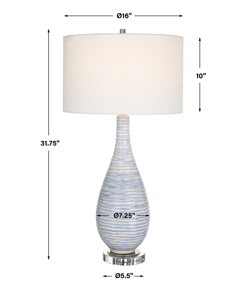Clariot Ribbed Blue Table Lamp