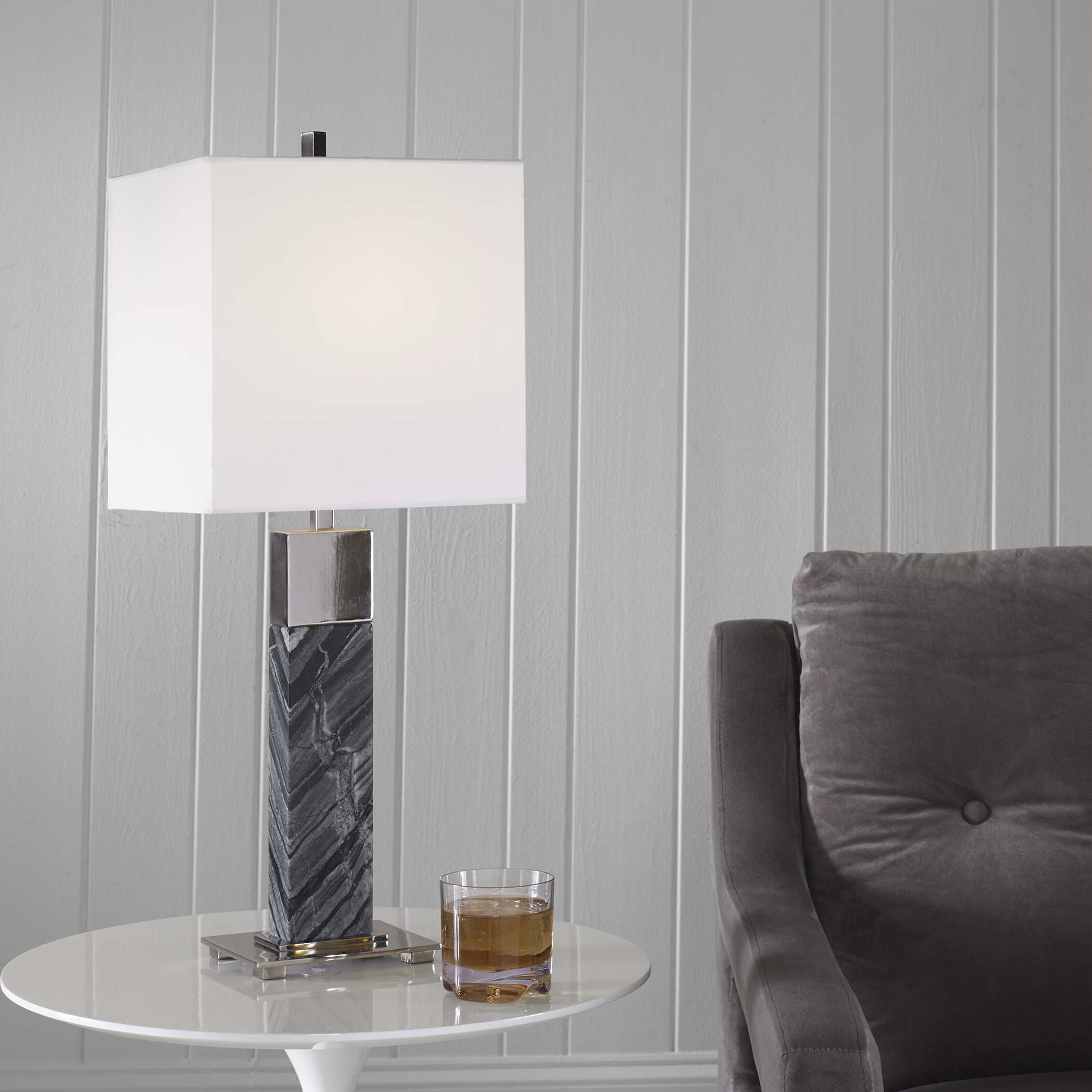 Pilaster Black Marble Table Lamp