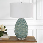 Laced Up Sea Foam Glass Table Lamp