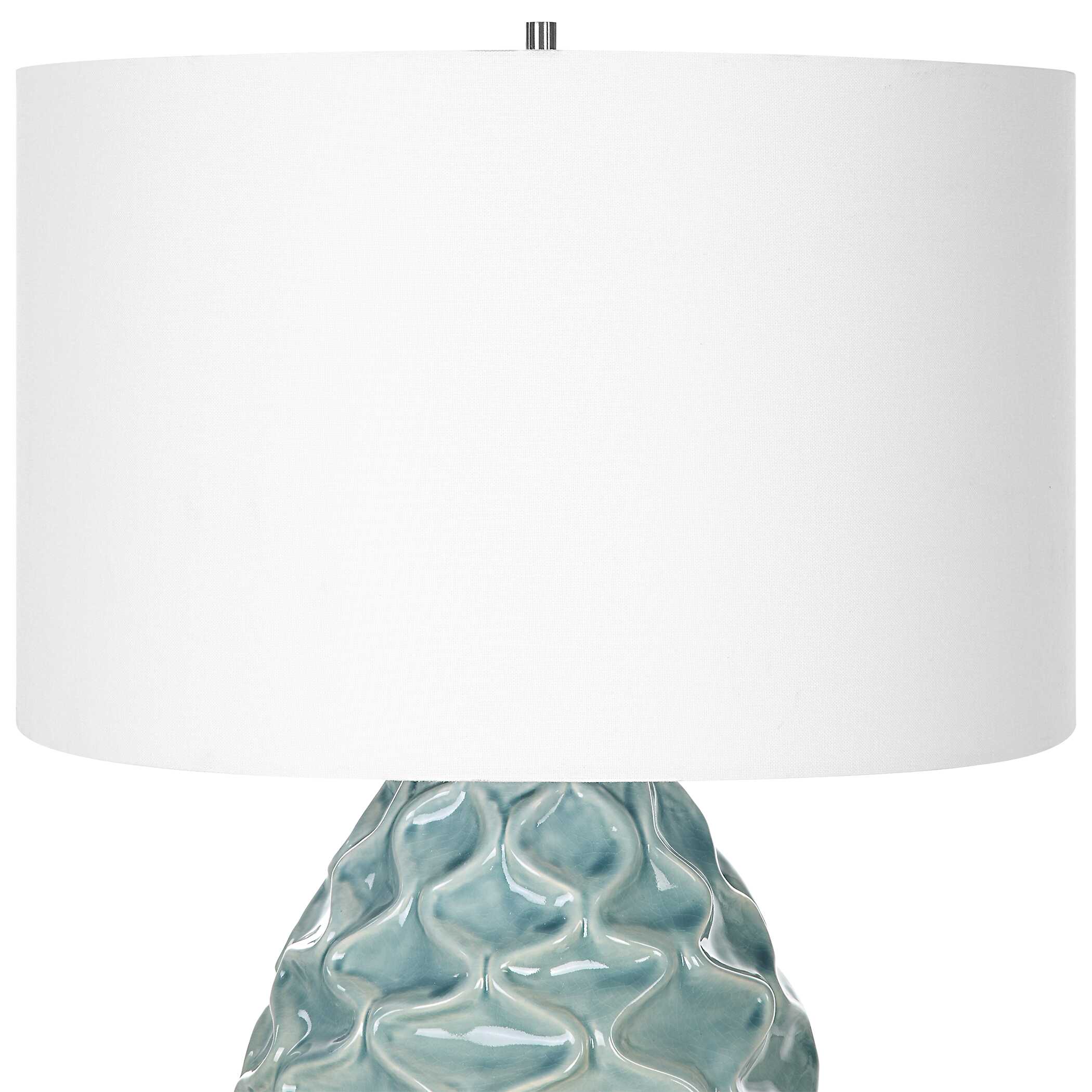 Laced Up Sea Foam Glass Table Lamp