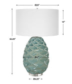 Laced Up Sea Foam Glass Table Lamp