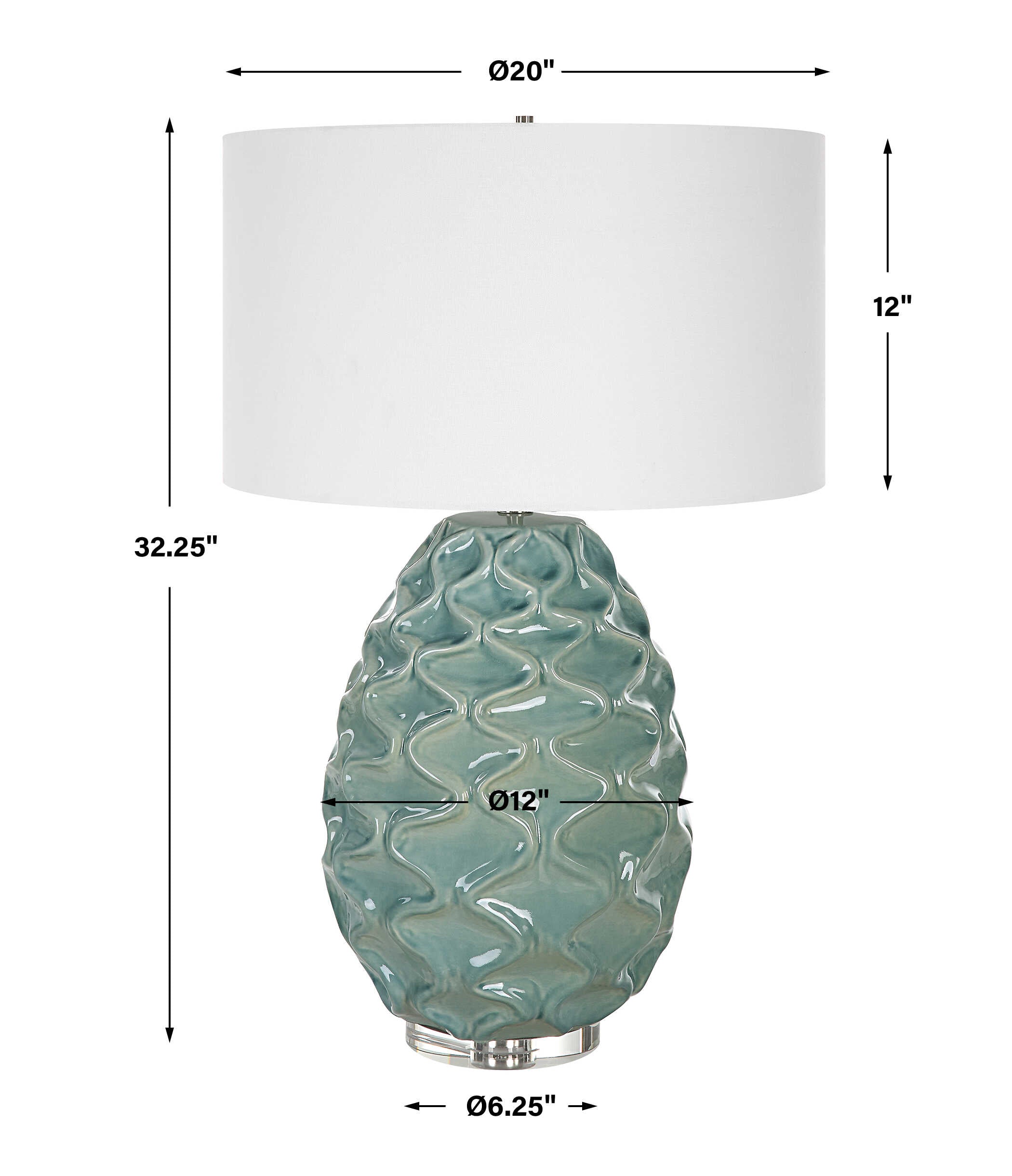 Laced Up Sea Foam Glass Table Lamp