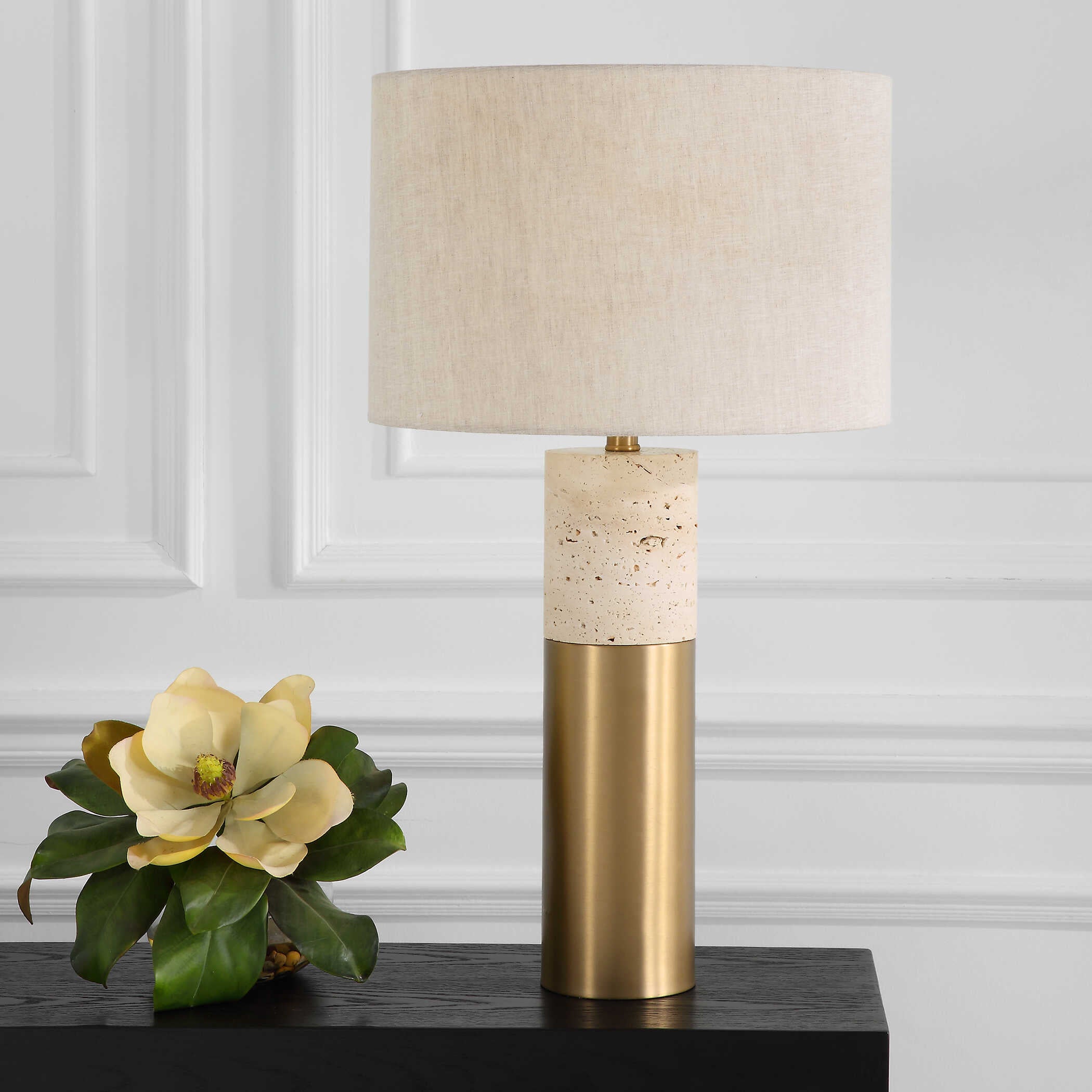 Gravitas Elegant Brass & Stone Lamp