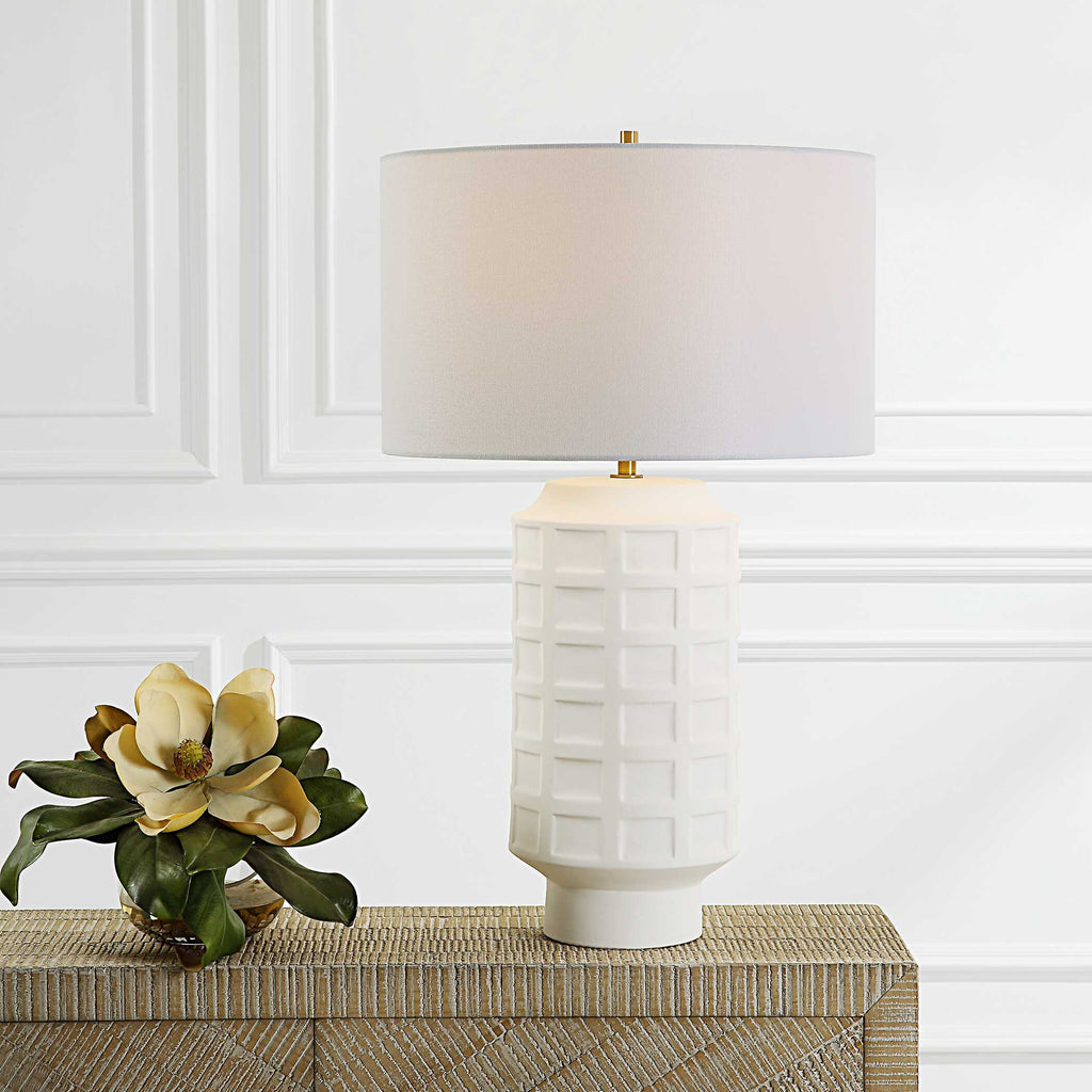 Window Pane White Table Lamp