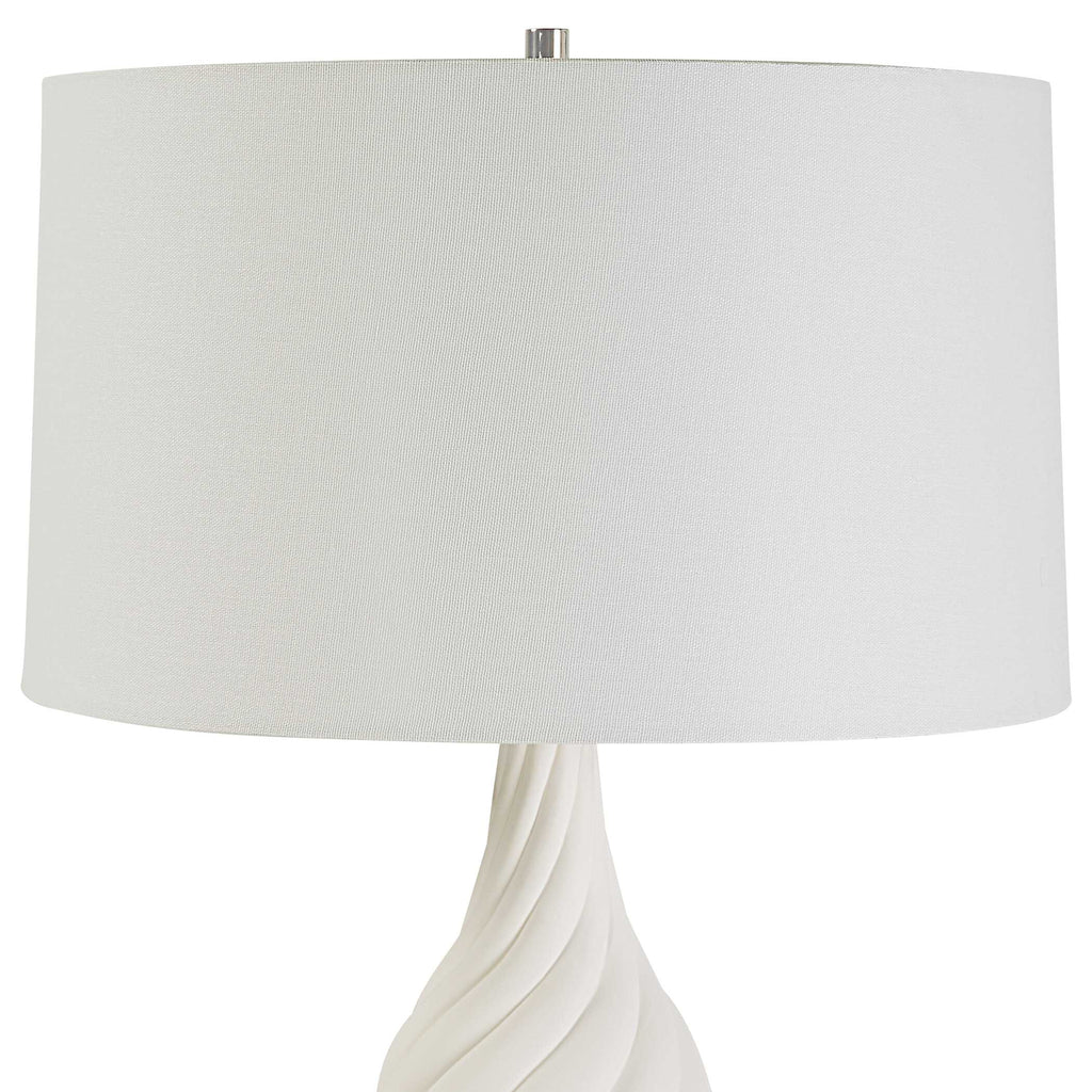 Twisted Swirl White Table Lamp