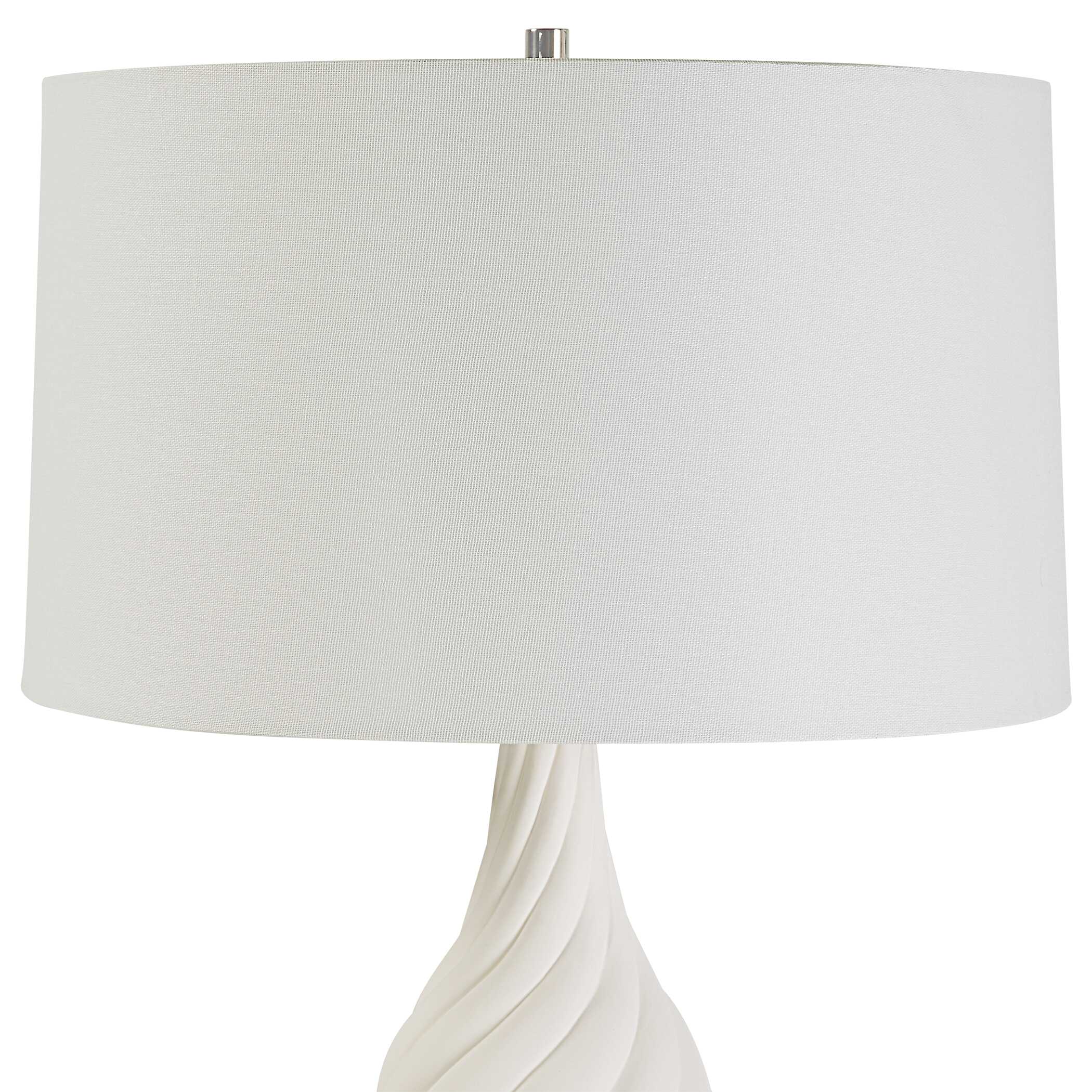Twisted Swirl White Table Lamp