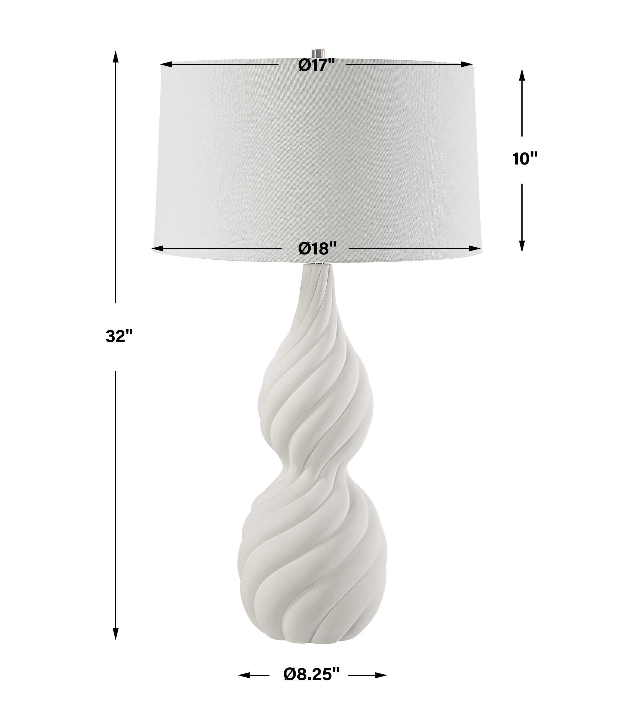 Twisted Swirl White Table Lamp