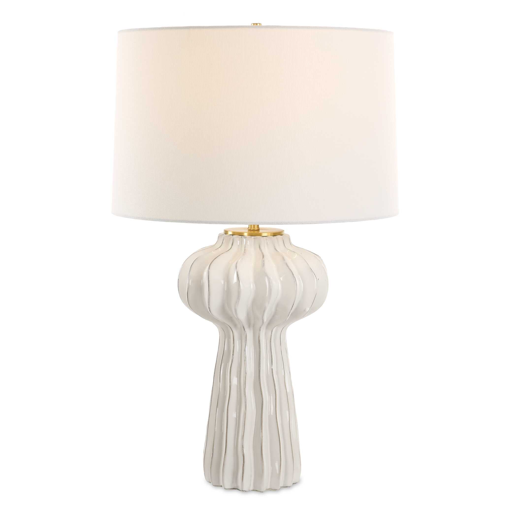 Wrenley Ridged White Table Lamp