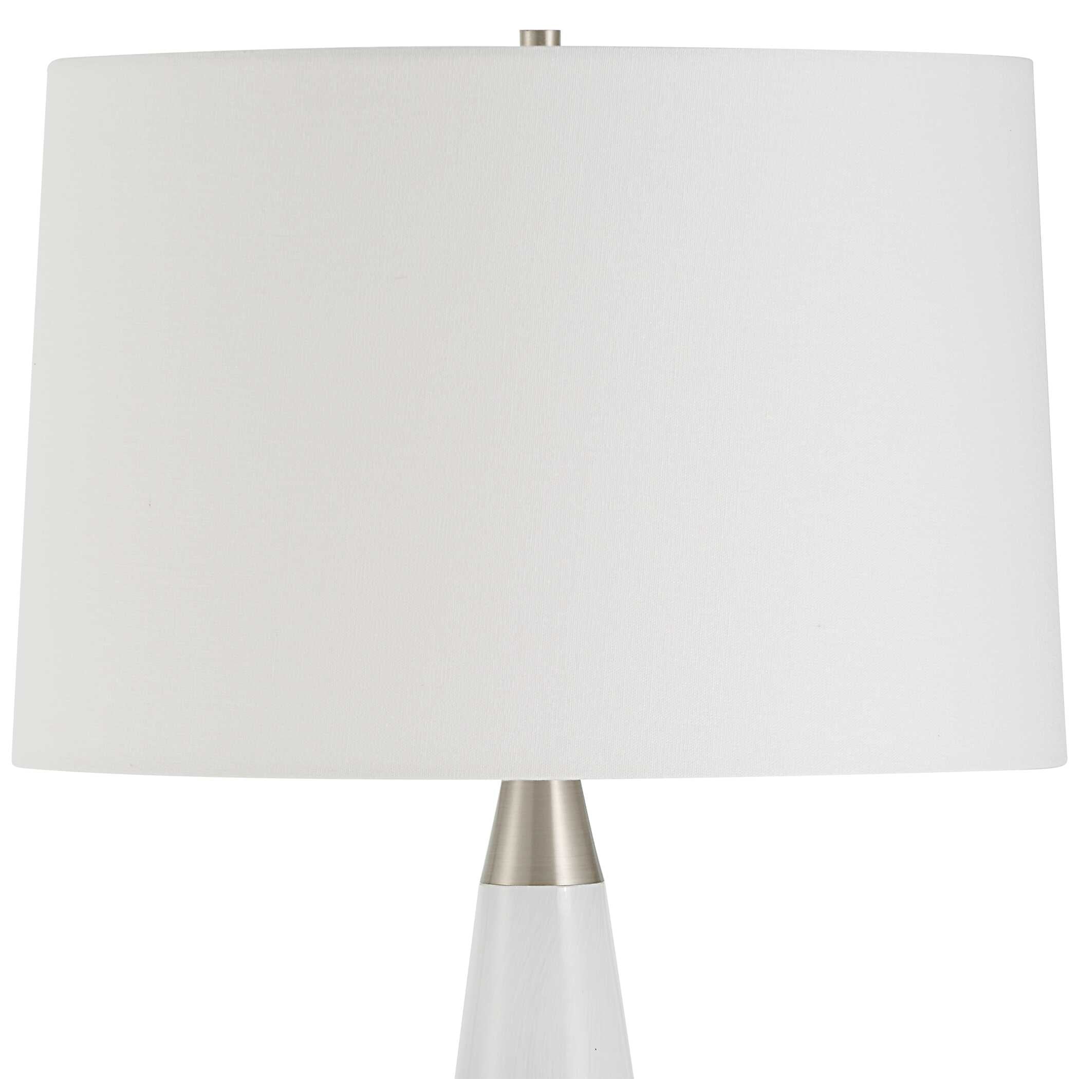 Quinn White & Silver Table Lamp