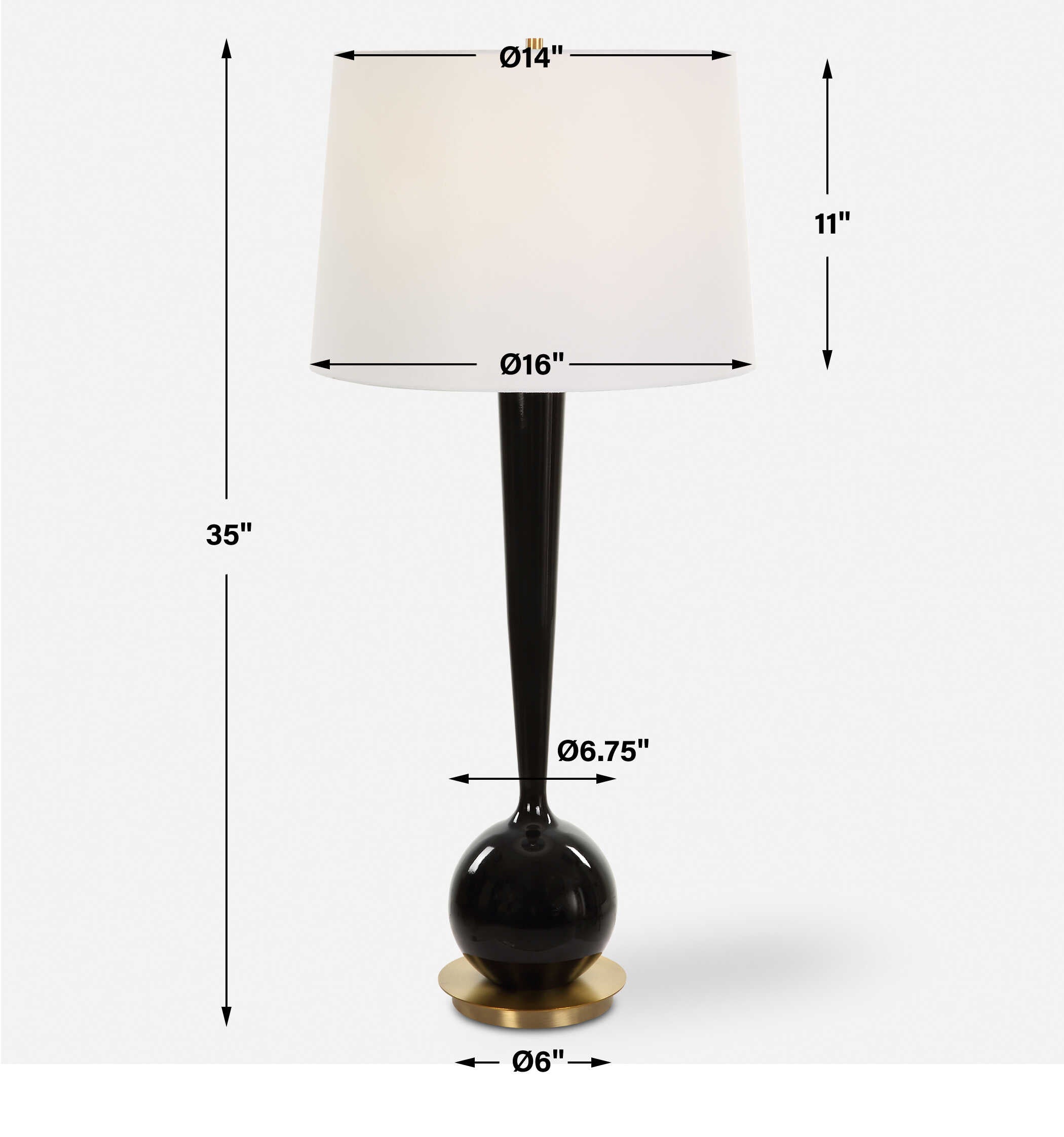 Brielle Polished Black Table Lamp
