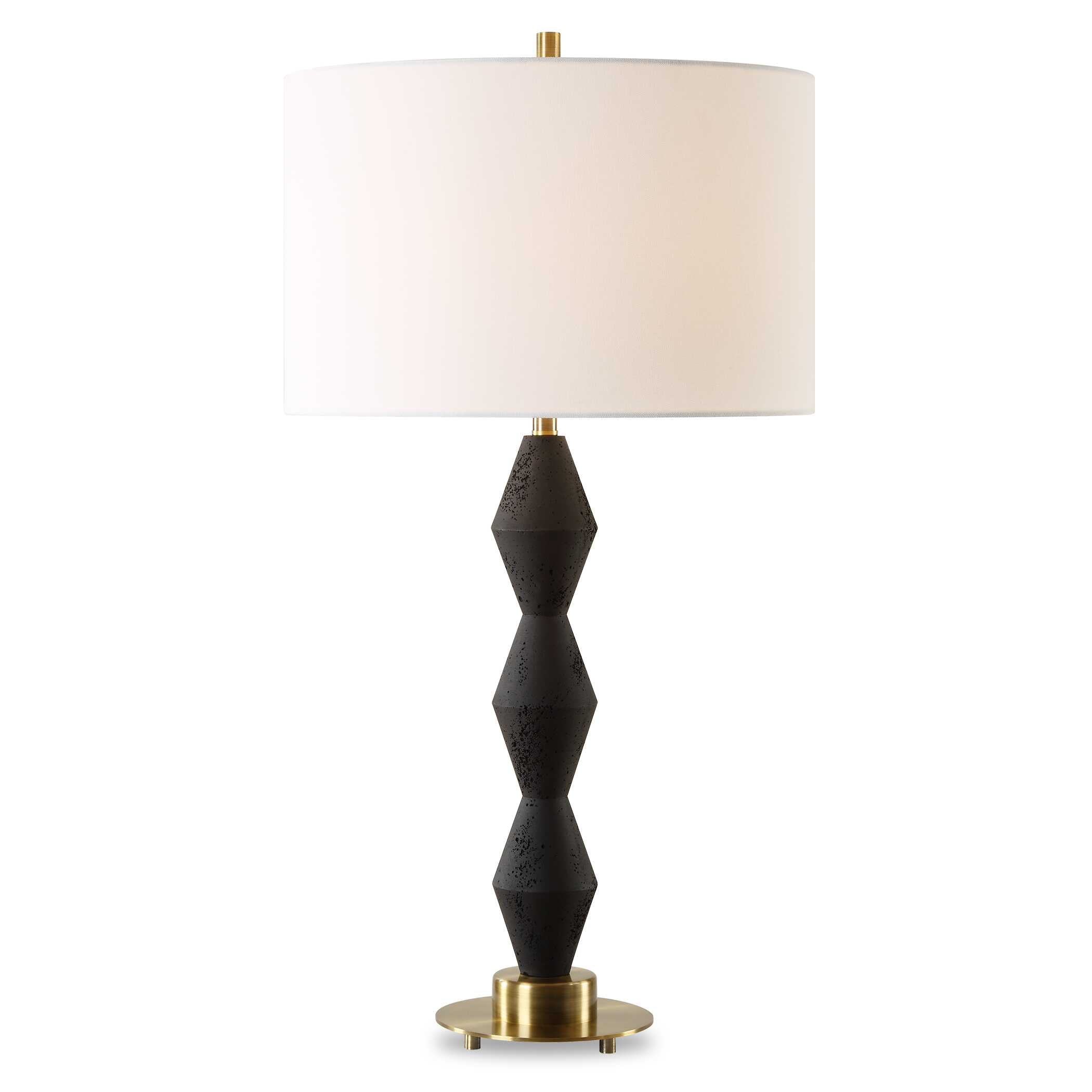 Threefold Black Stone Table Lamp
