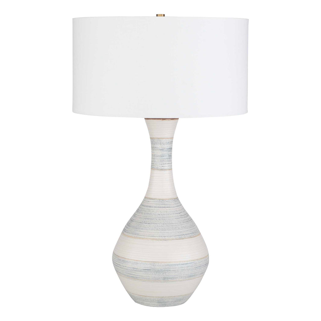 Potter Striped Ivory Blue Table Lamp