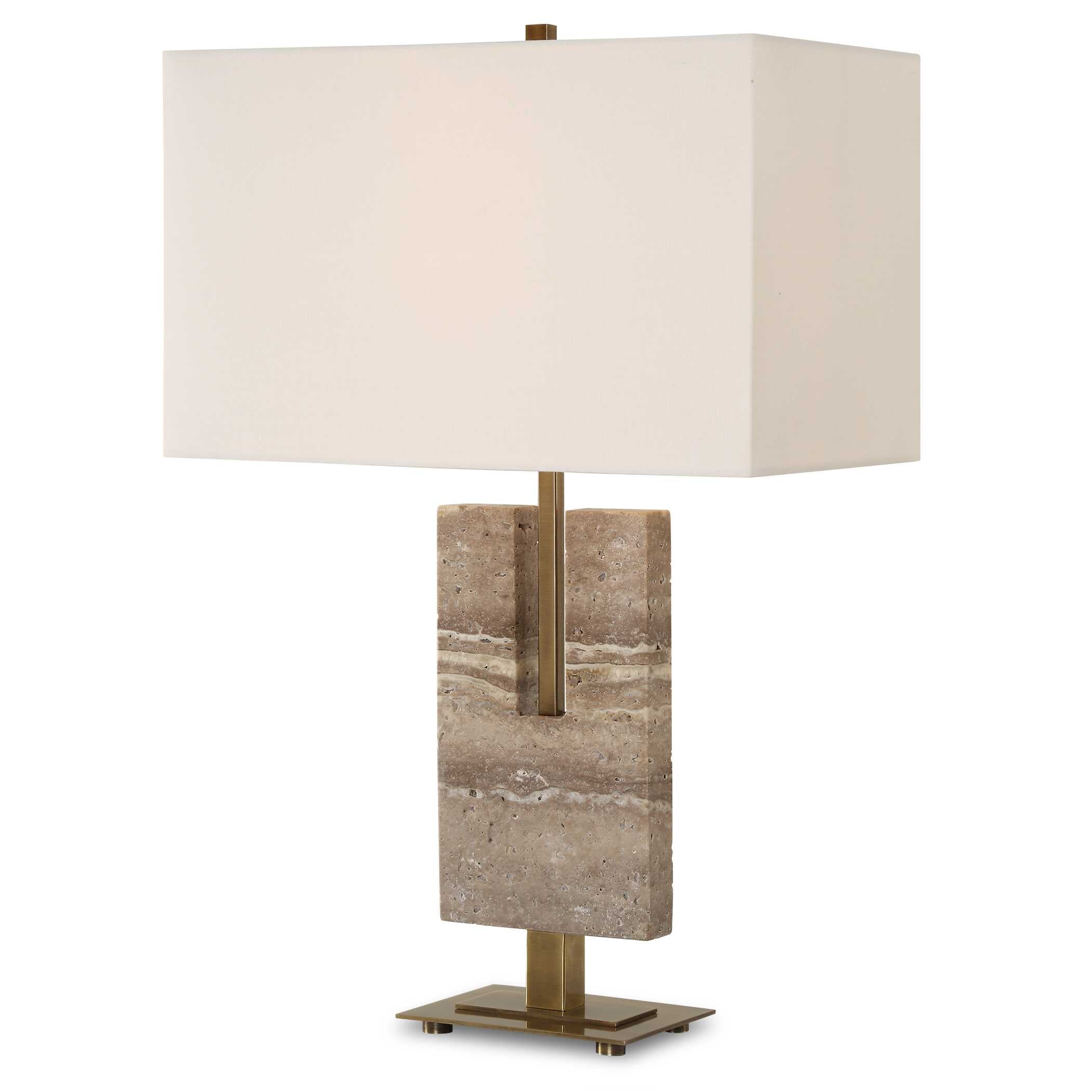 Turning Point Travertine Table Lamp