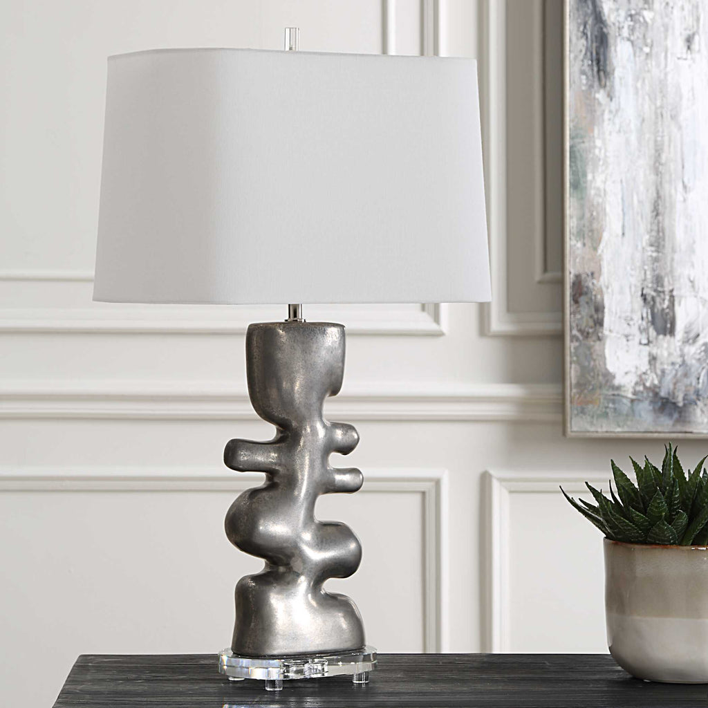 Free Flowing Nickel Table Lamp
