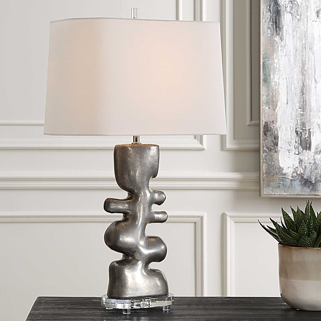 Free Flowing Nickel Table Lamp